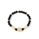 18K Gold Plated Onyx Cubic Zirconia Strech Bracelet B4328