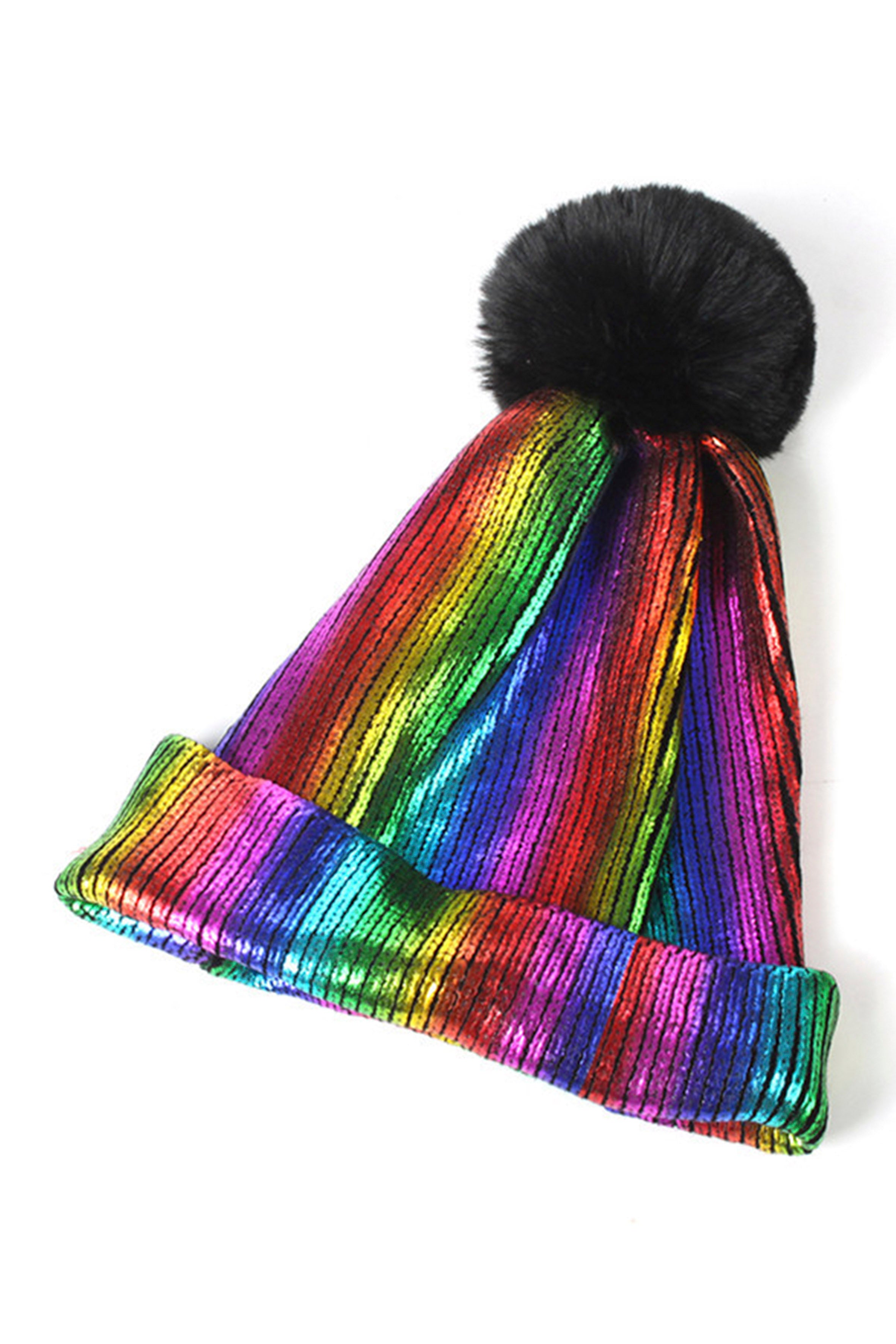 Gorro de punto con pompones de colores C0044