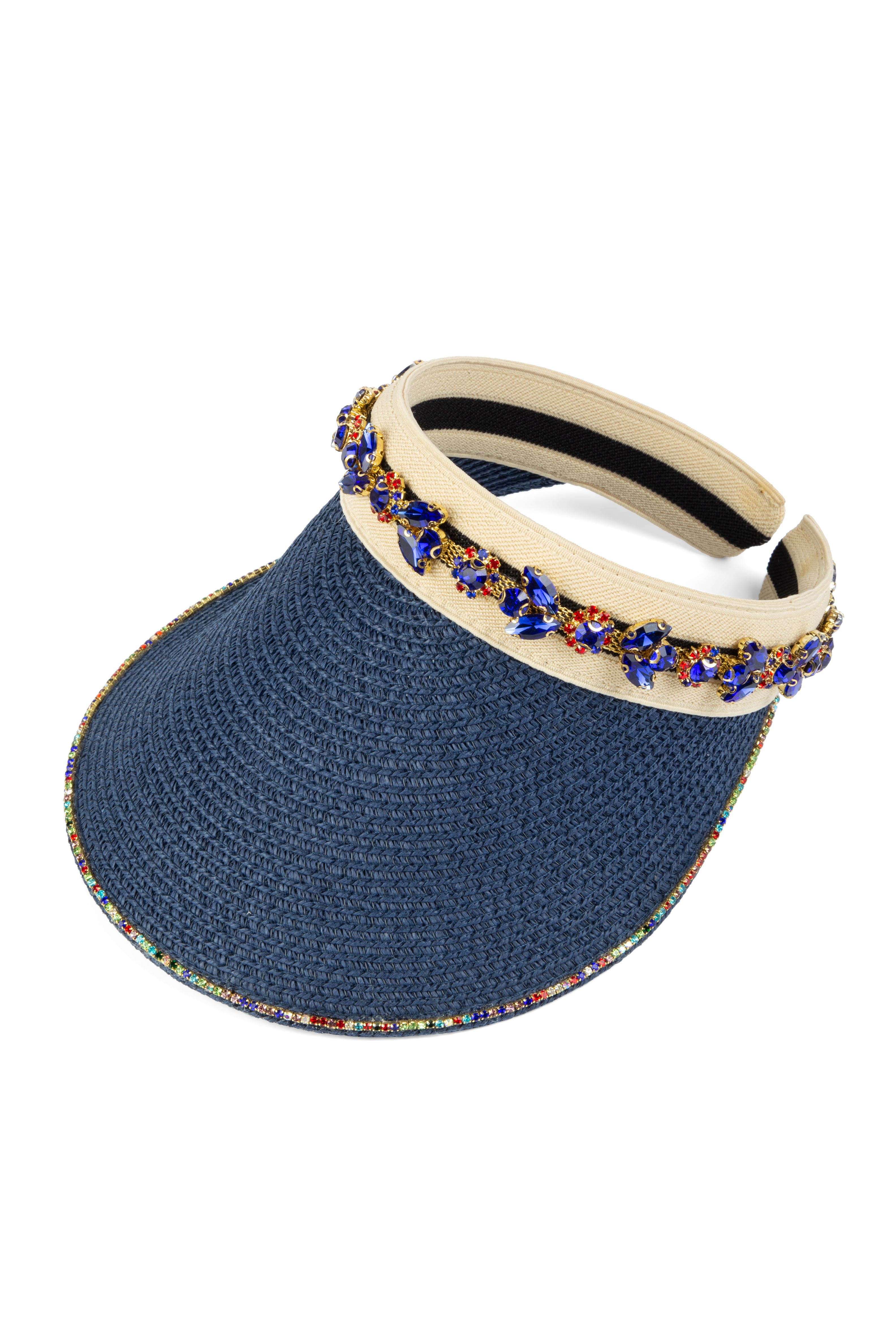 Handmade Rhinestone Vista Straw Hat C0182