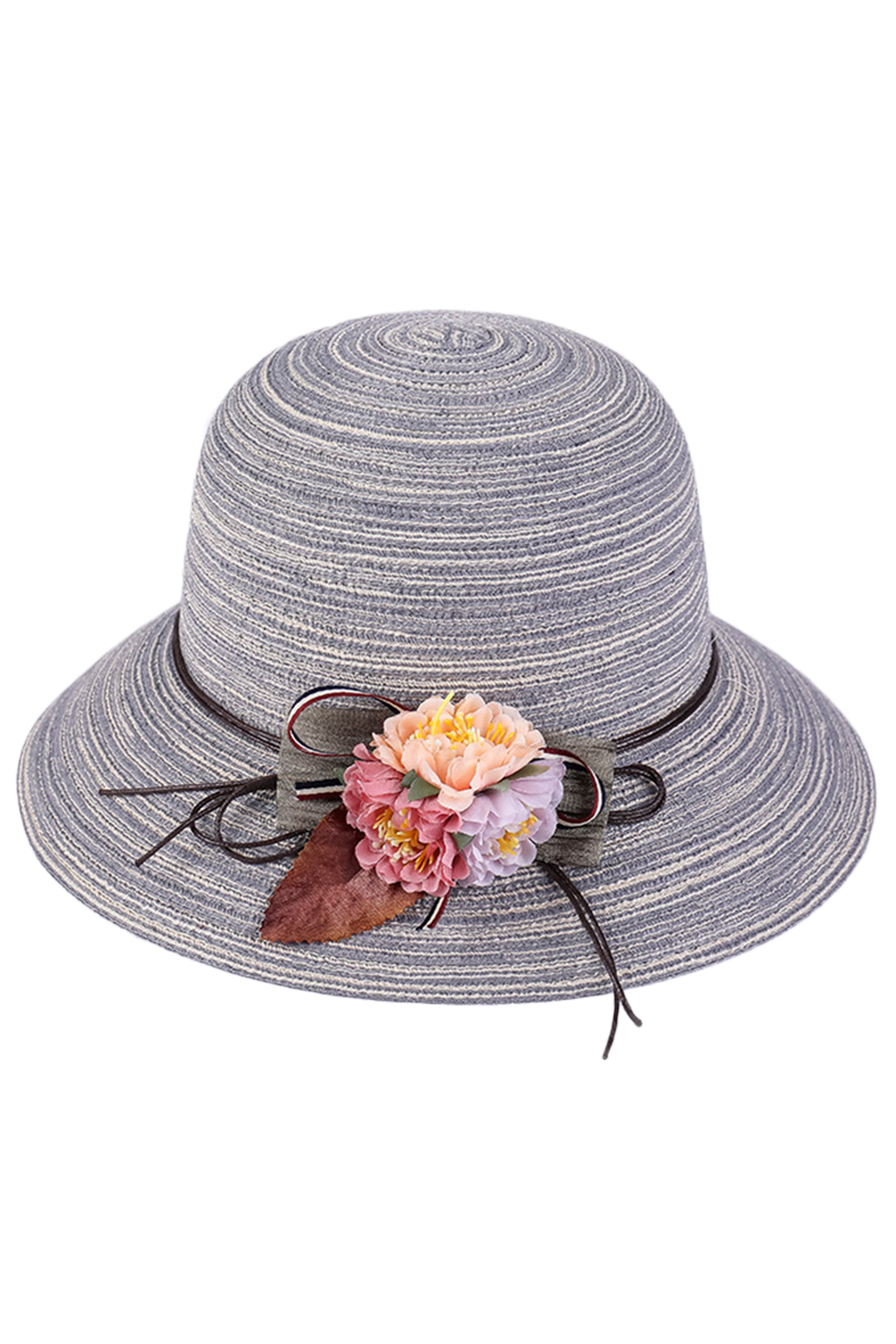 Floral Straw Fedora Hat C0352