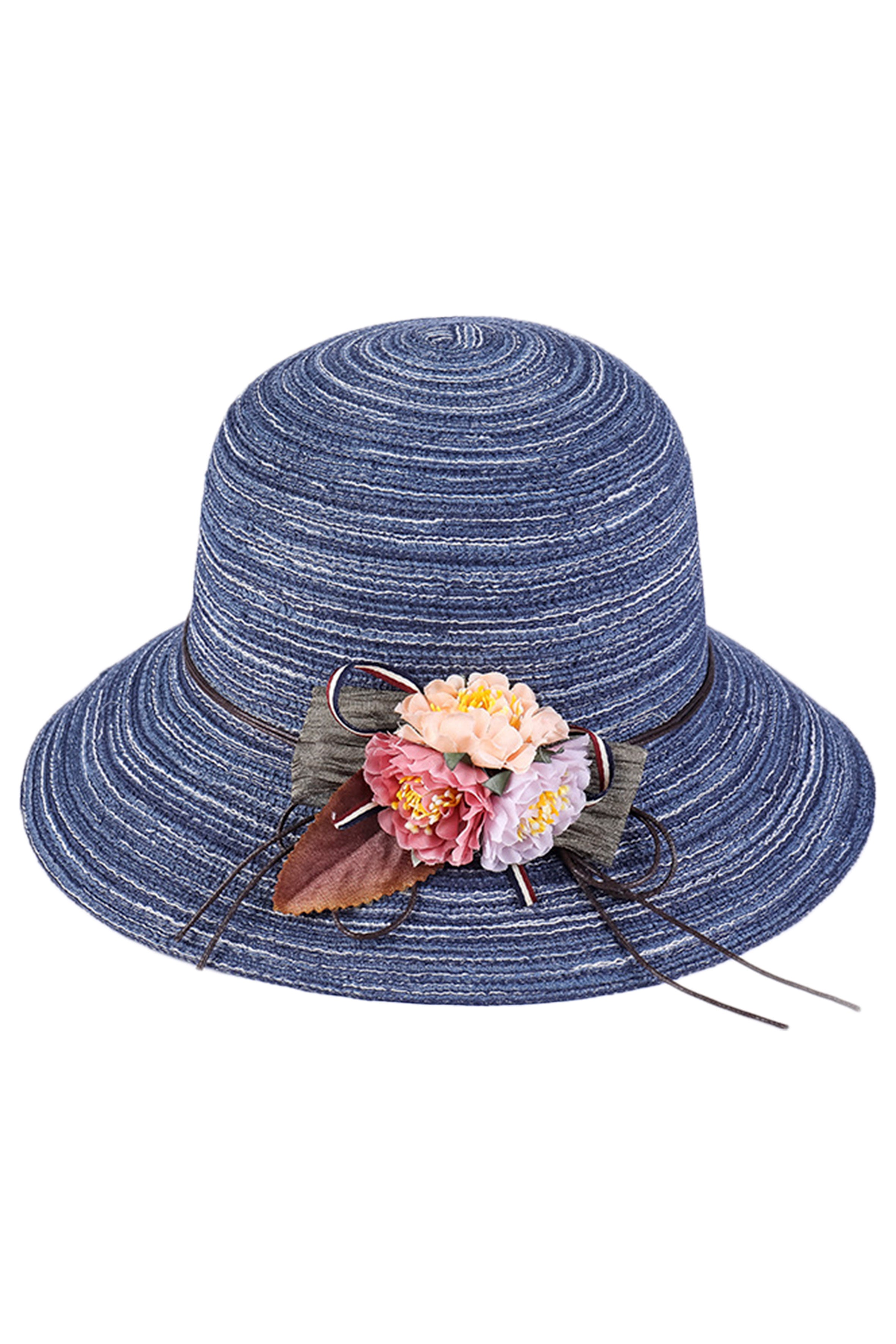 Floral Straw Fedora Hat C0352