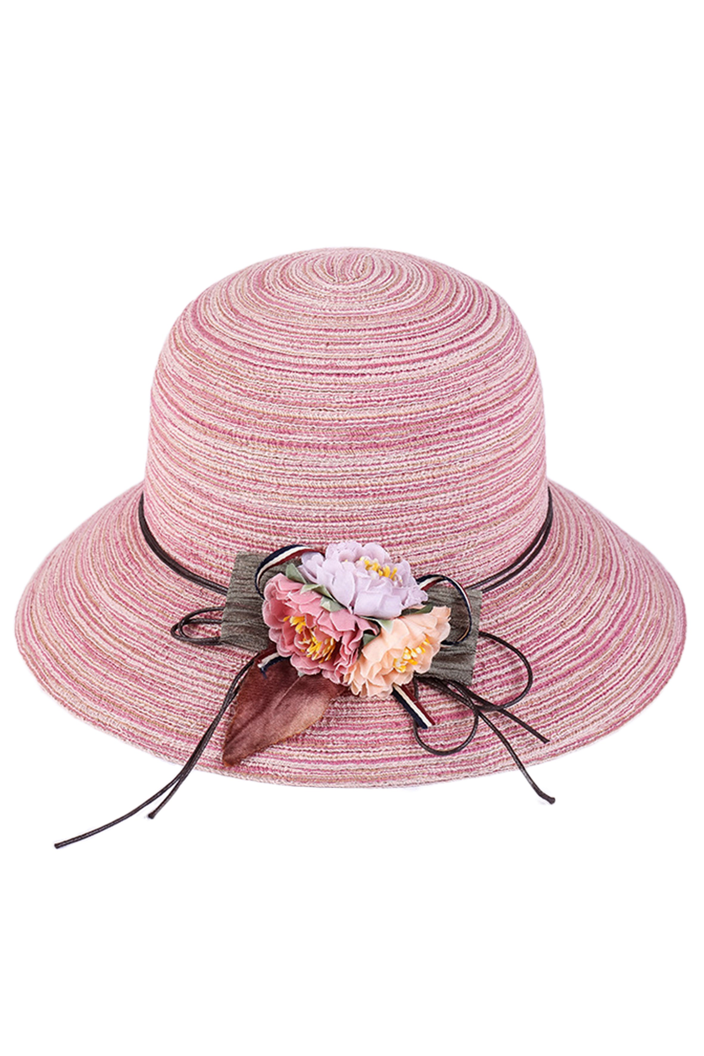 Floral Straw Fedora Hat C0352