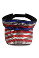 American Flag Rhinestone Visor Cap C0367
