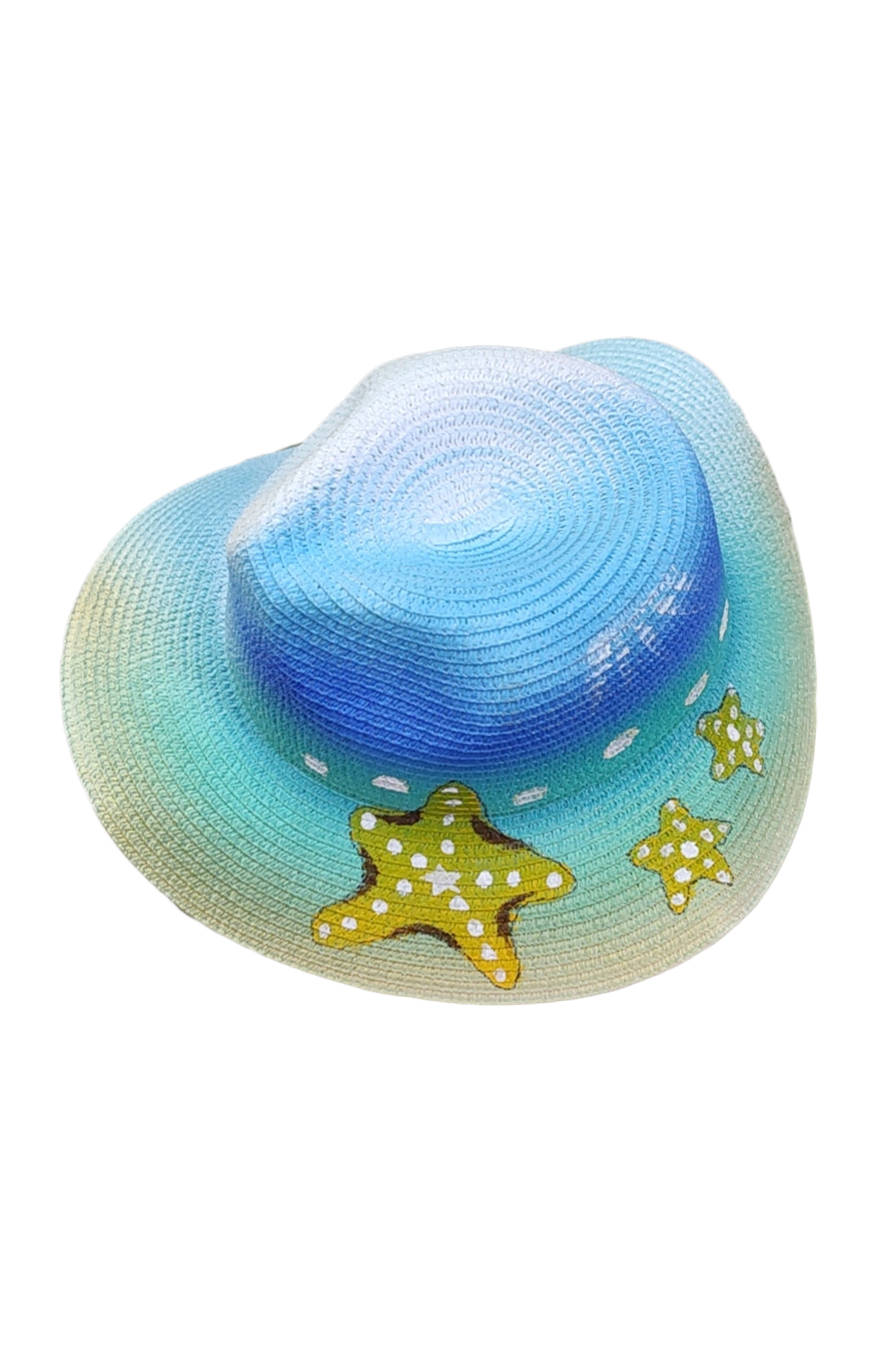 Seafish Printed Straw Fedora Hat C0372