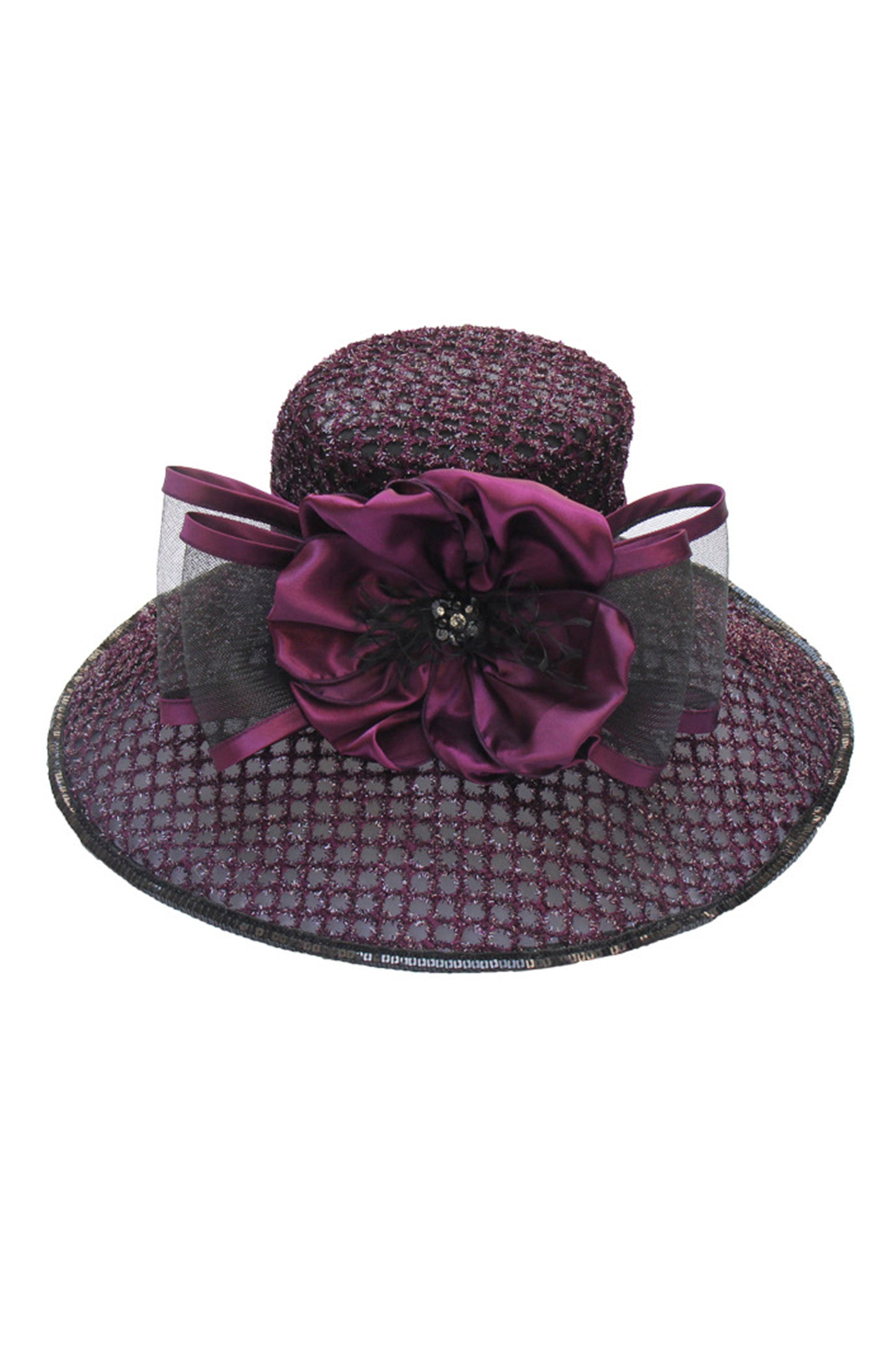 Floral Mesh Straw Fedora Hat C0417