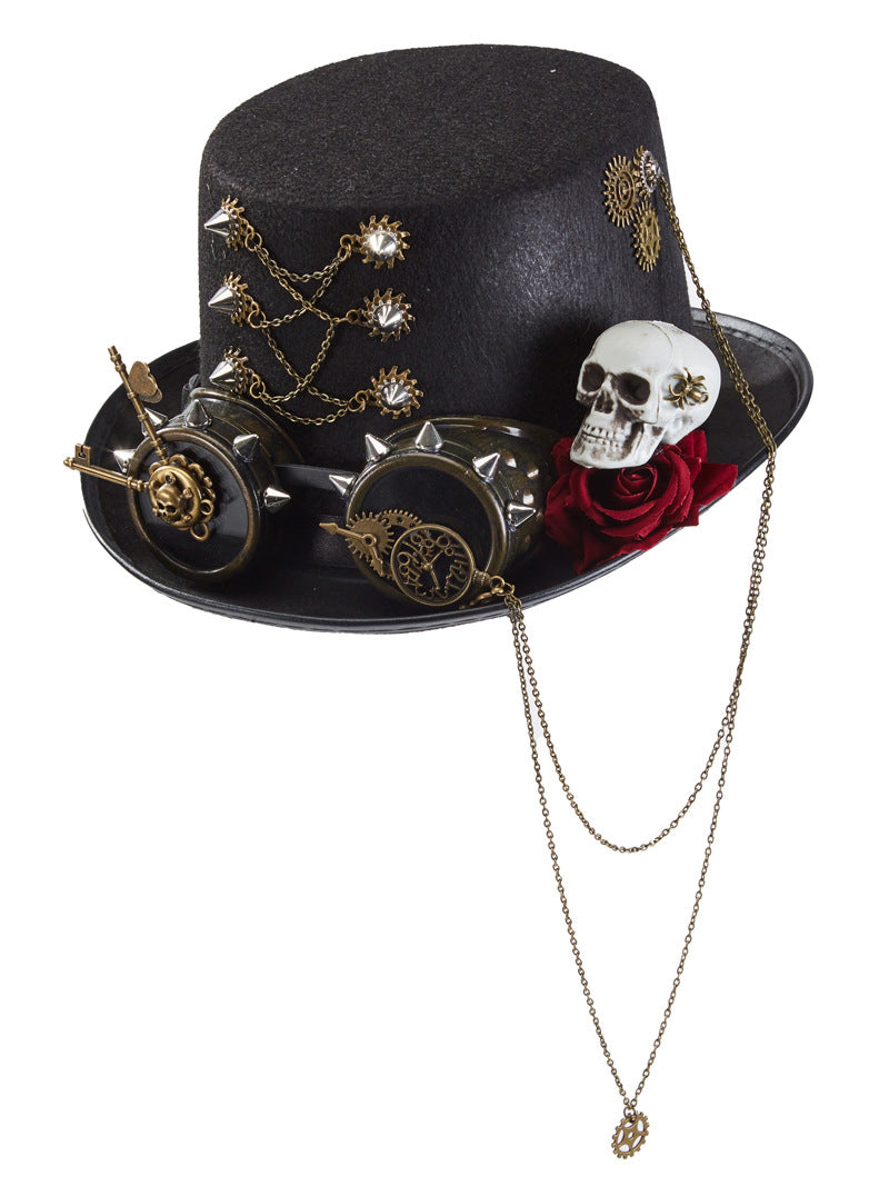 Gothic Skull Gear Stud Rose Glasses Hat C0421