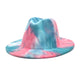 Tie-dye Printed Wide Brim Fedora Hat C0521