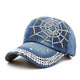 Spider Web Rhinestone Denim Cap C0539
