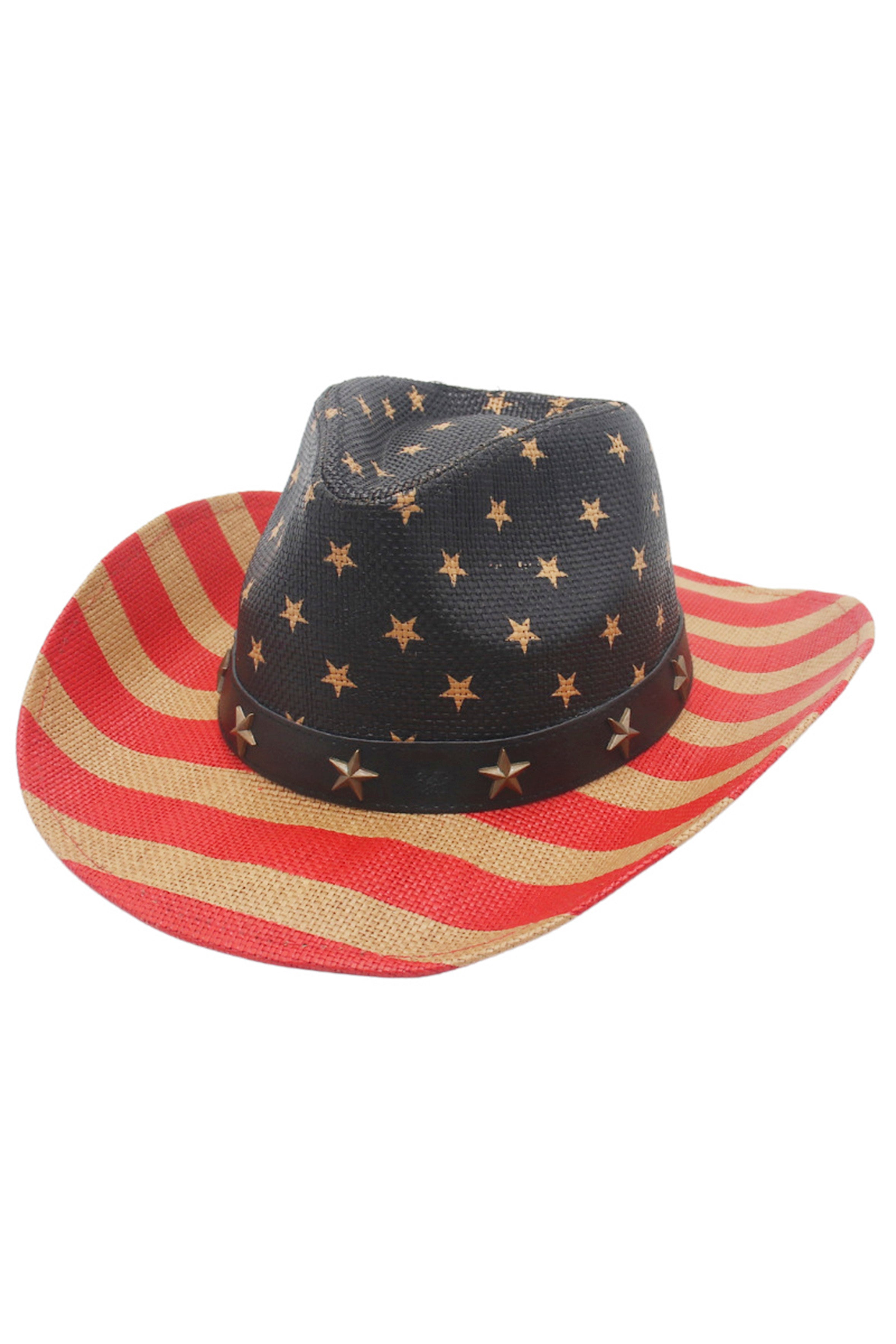 Sombrero Fedora con estampado de bandera estadounidense C0554