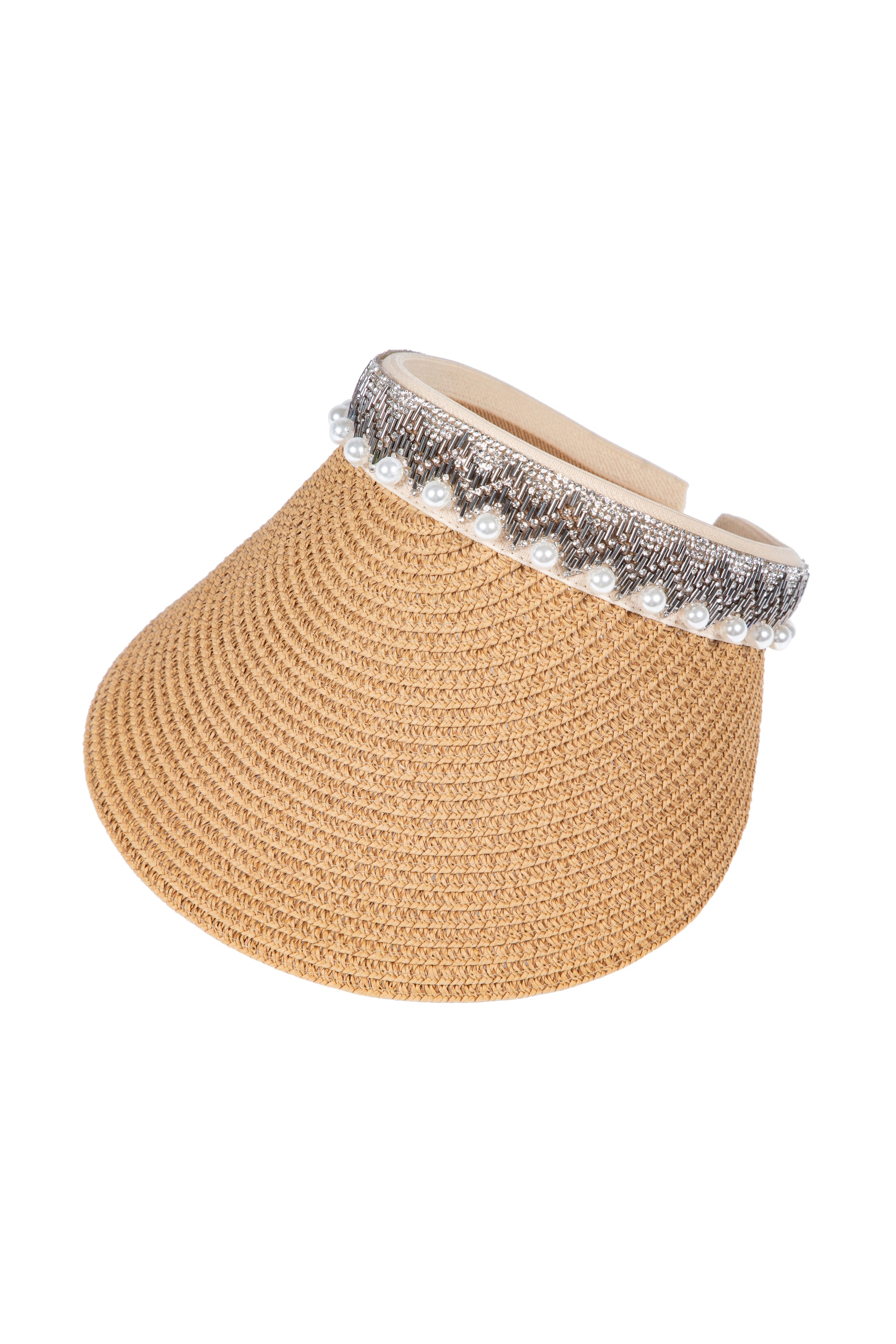 Straw Hat With Pearl Sun Visor Hat C0833 – Ole