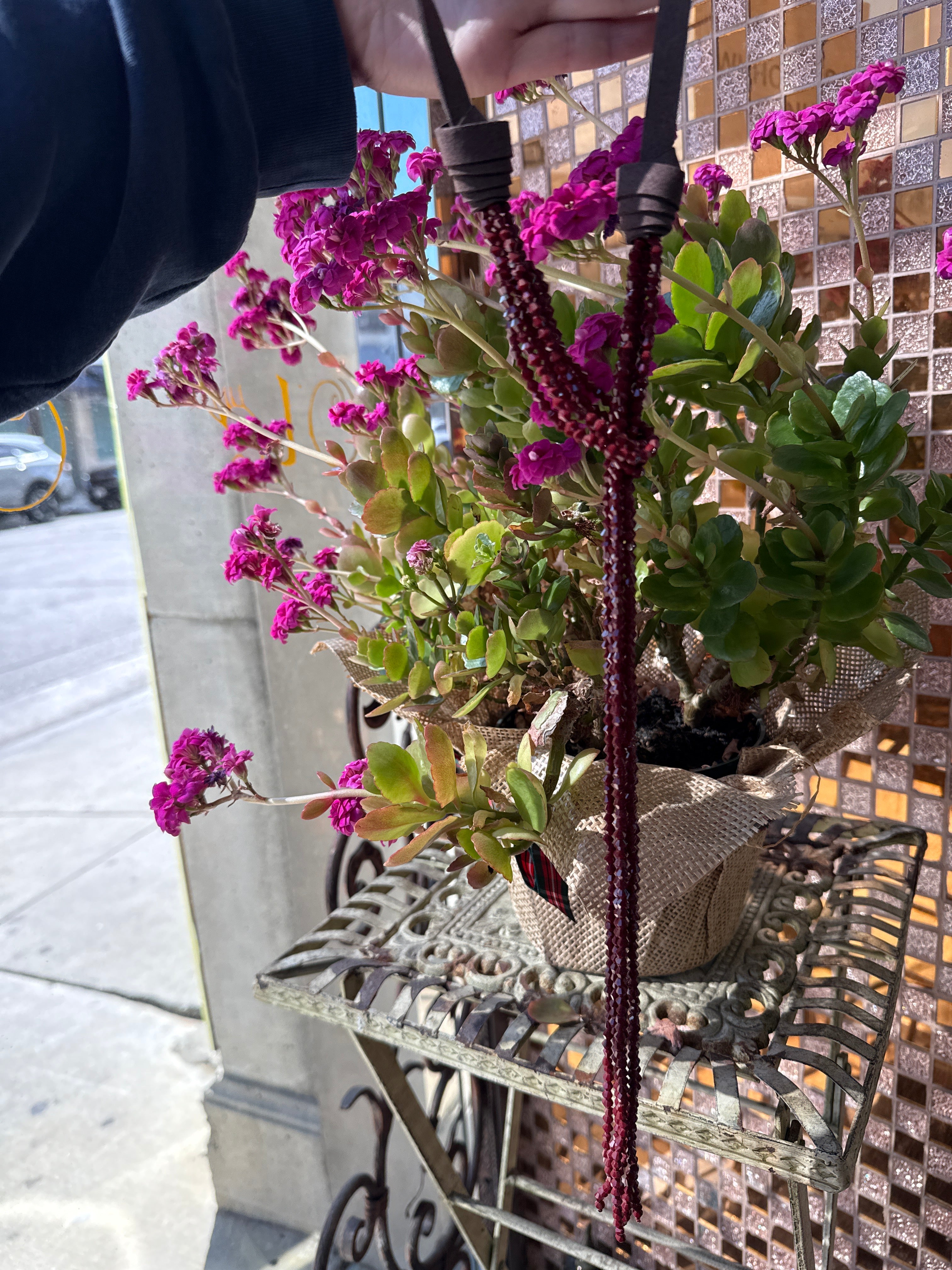 Collares largos con borlas de cuero sintético y cuentas de cristal N2534