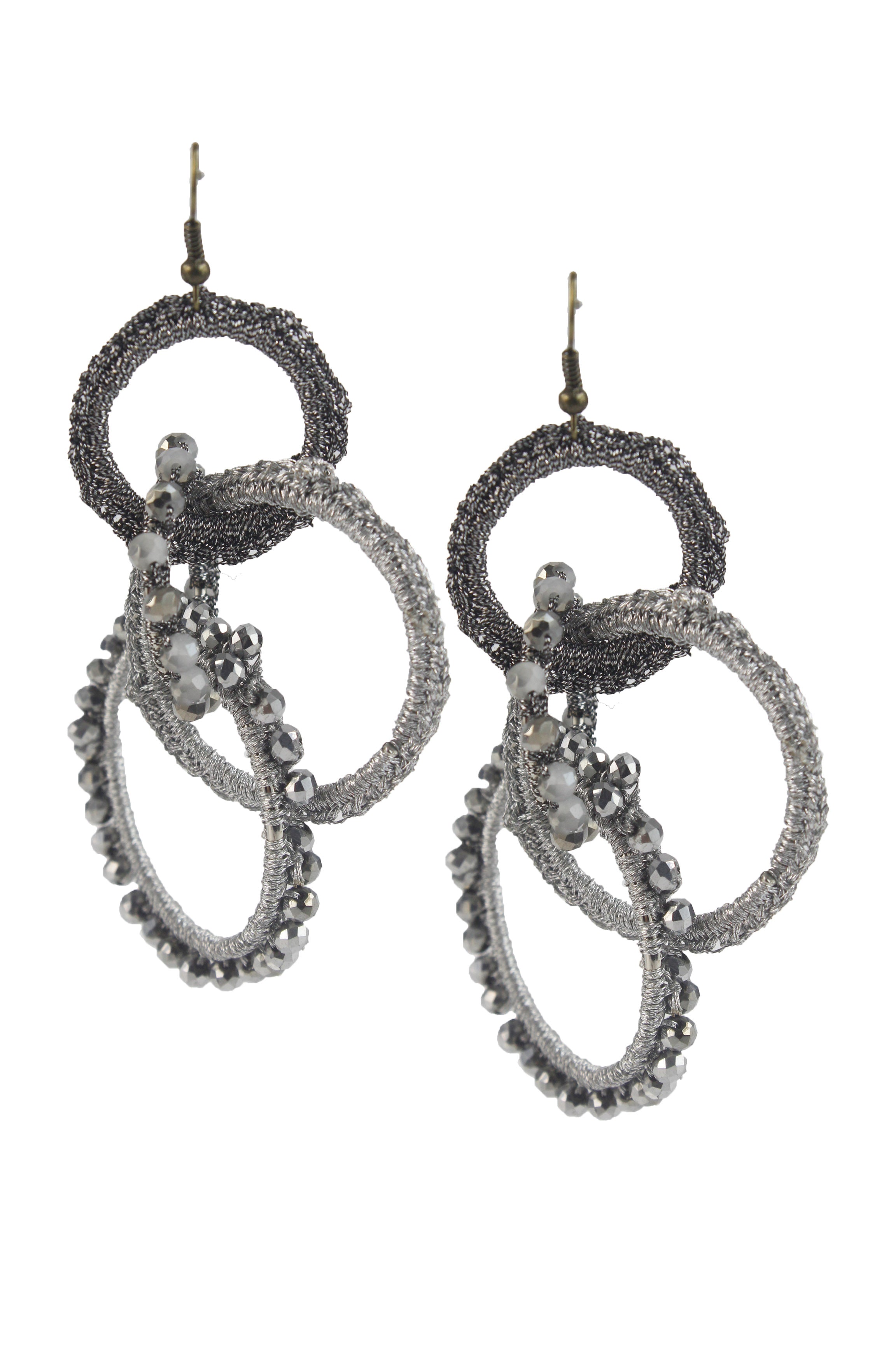 Pendientes de cristal con forma de círculos vibrantes de estilo bohemio E2066