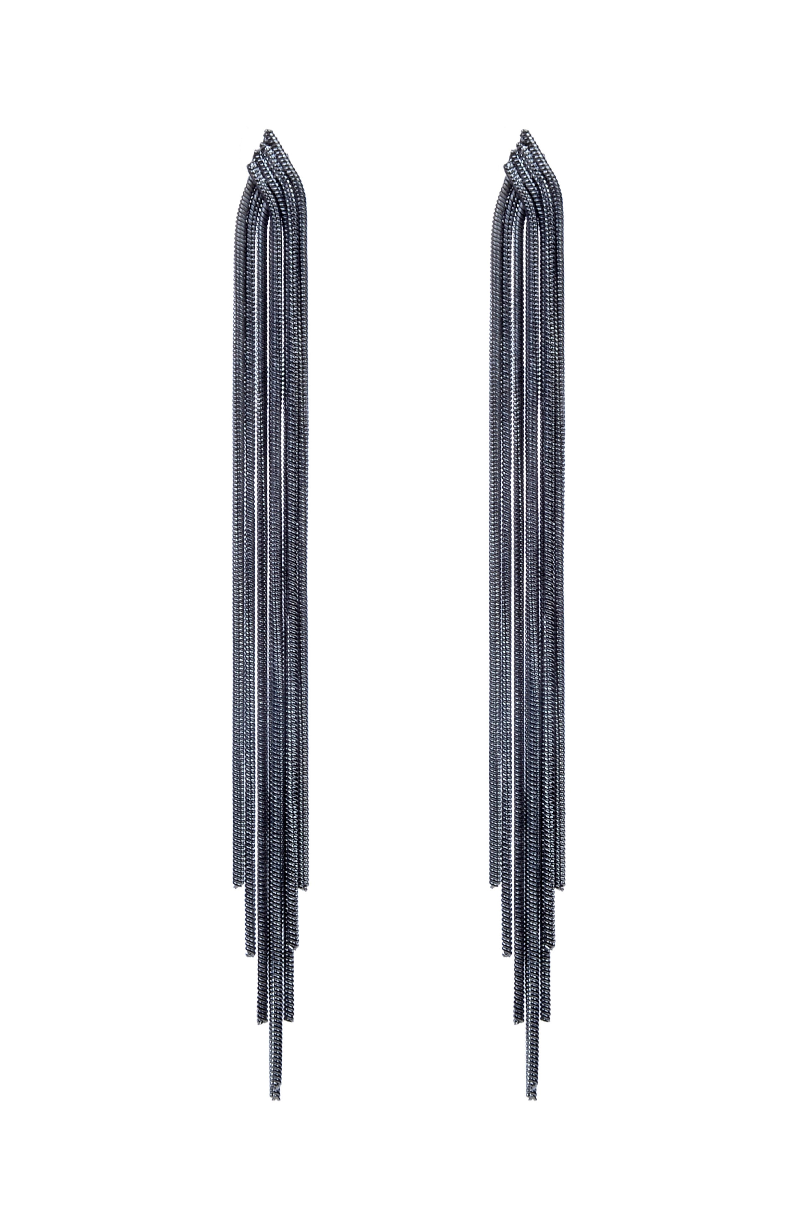 Fashion Black Tassel Chain Long Dangle Earrings E2173