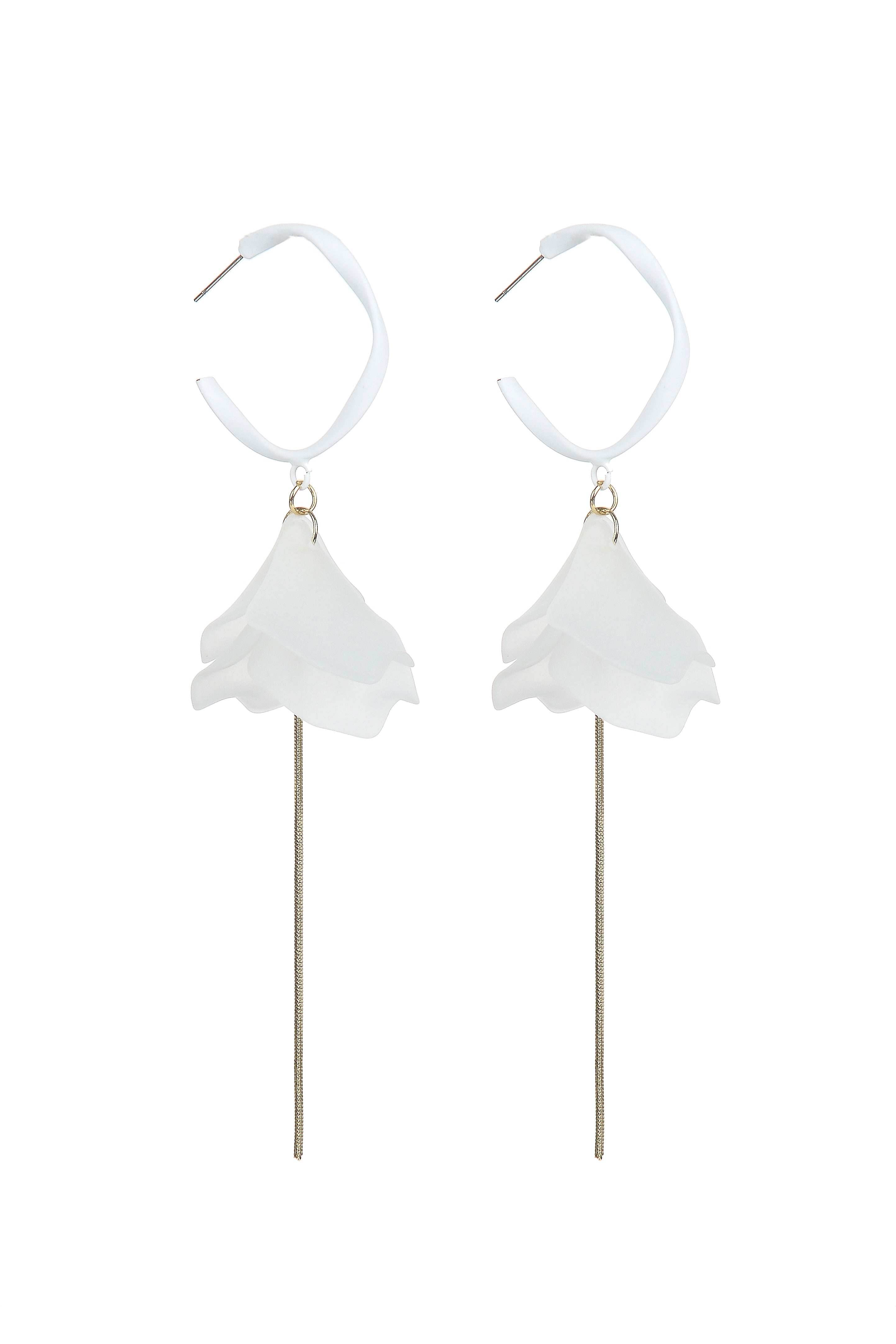 Pendientes largos elegantes blancos E2542