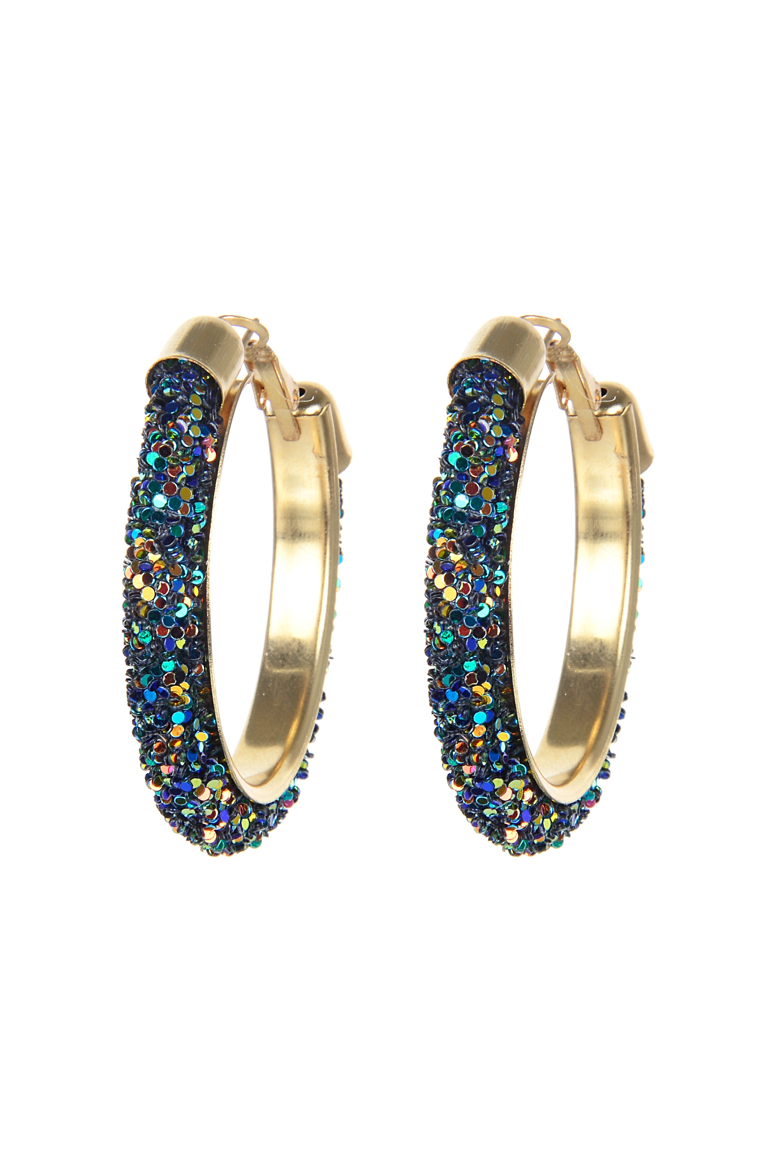 Pendientes de aro de metal con destellos grandes E2668-S