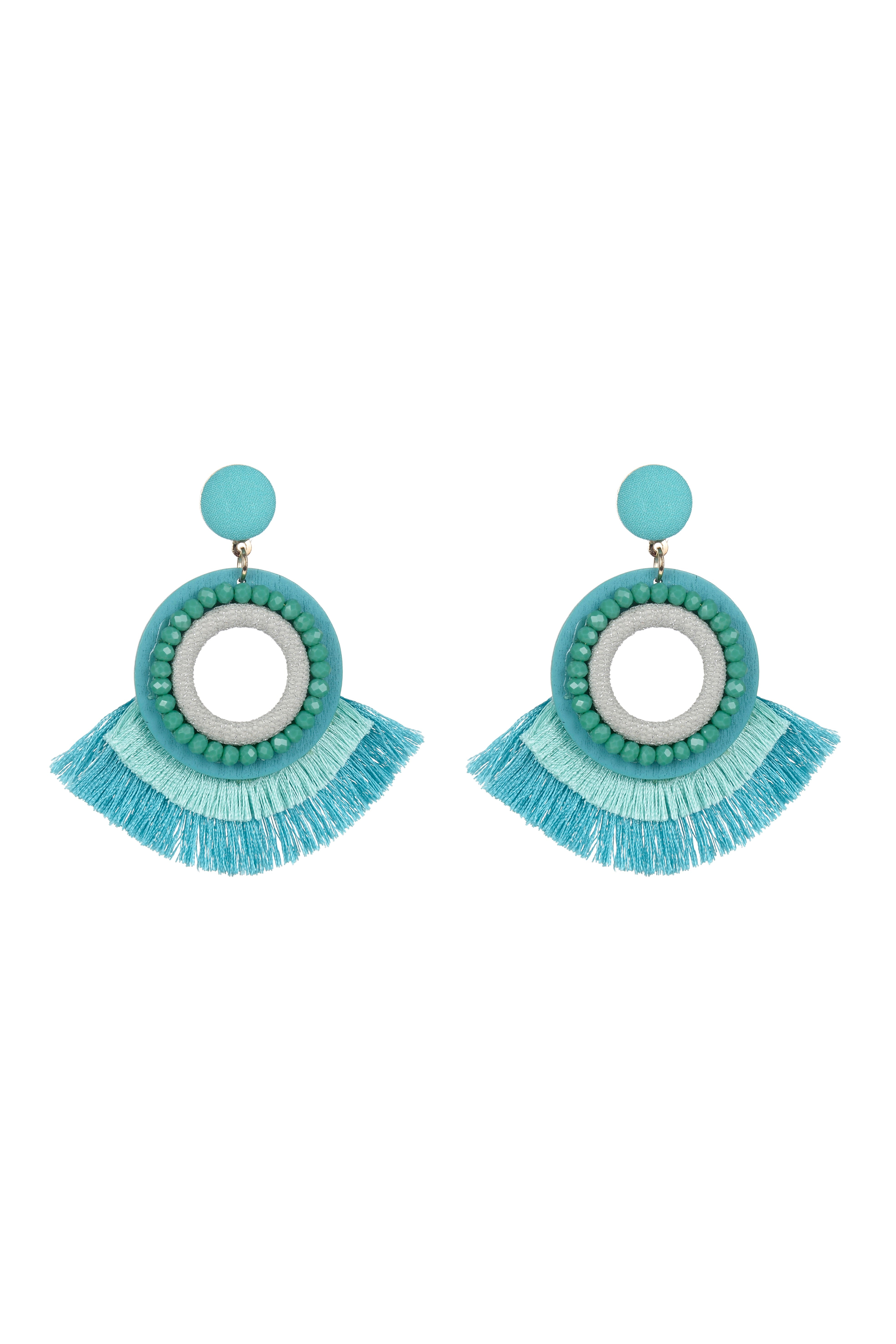 Bohemian Crystal Circle Tassel Earrings E2695
