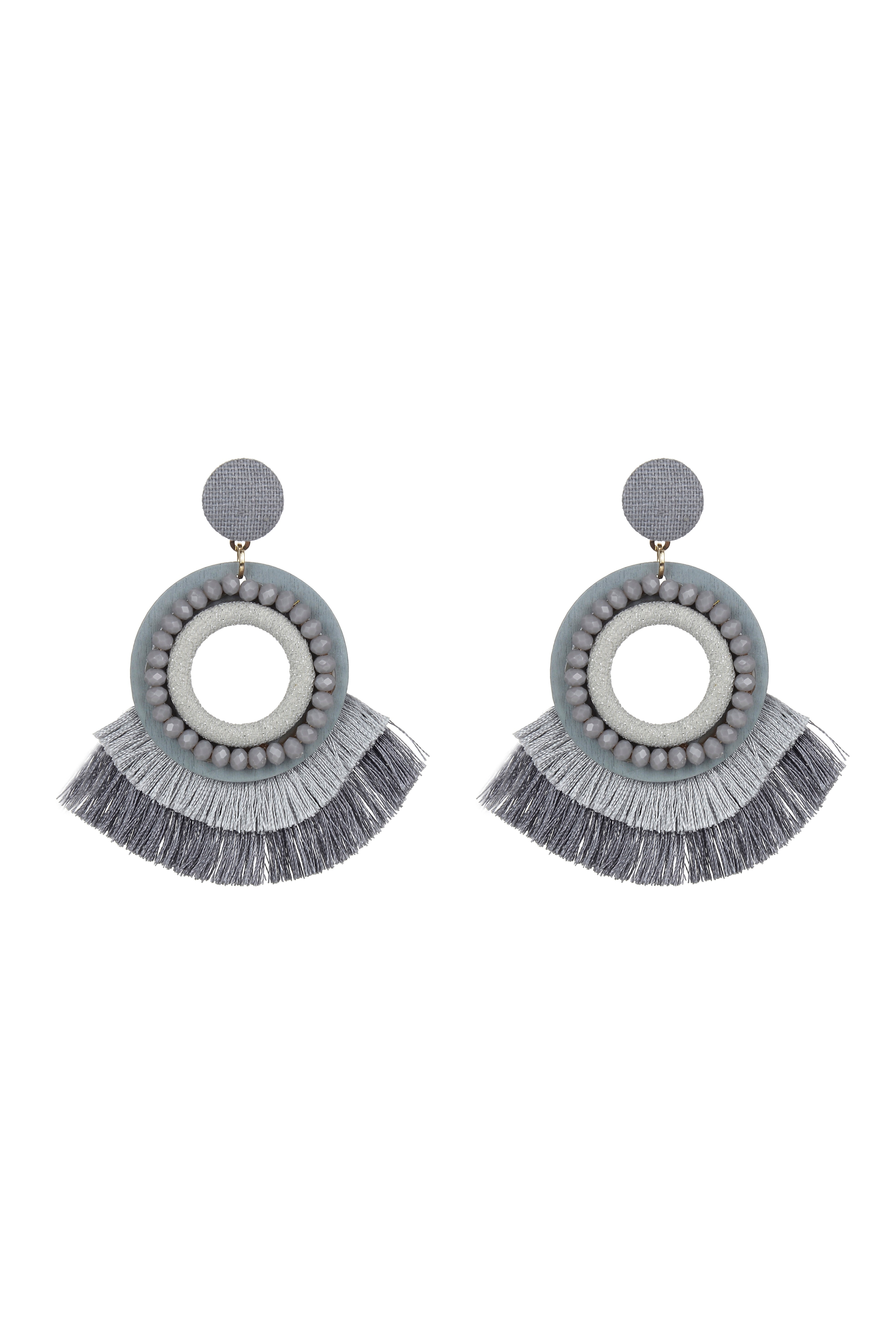 Bohemian Crystal Circle Tassel Earrings E2695