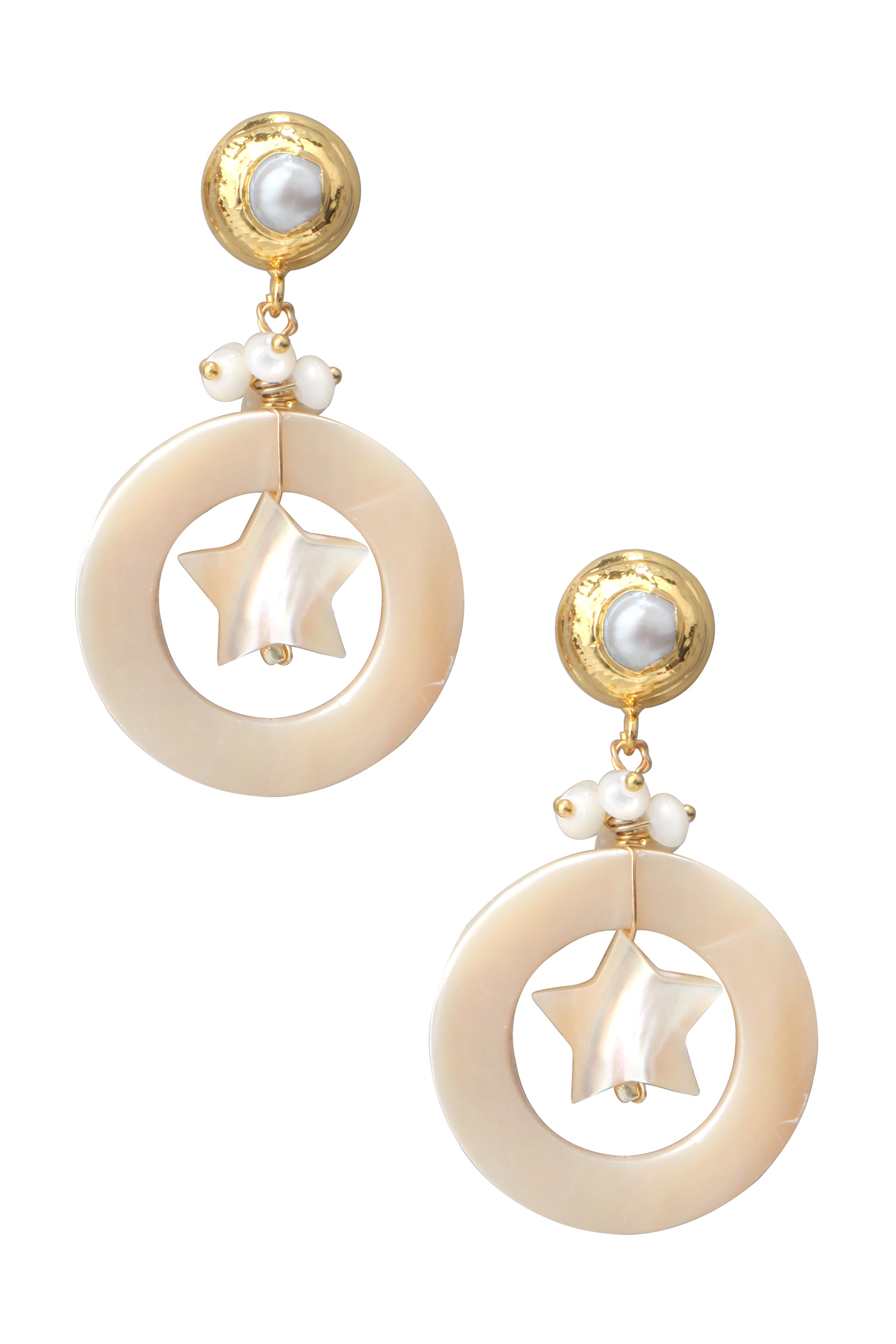 Hollow Circle Star Shell Earrings E2883