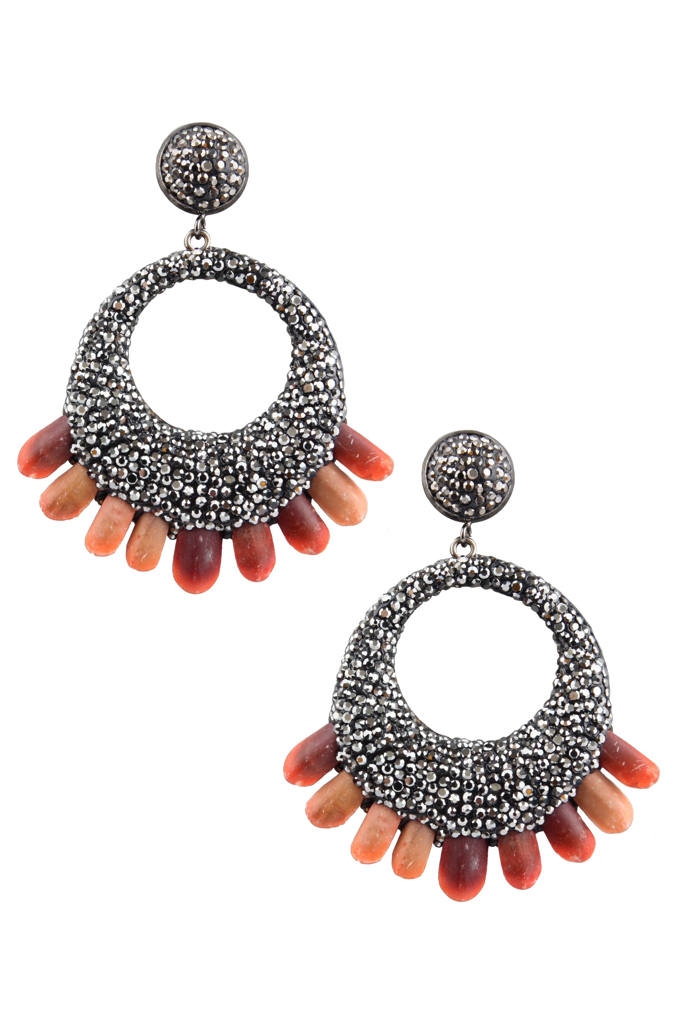 Hollow Circle Crystal Dangle Earrings E2895