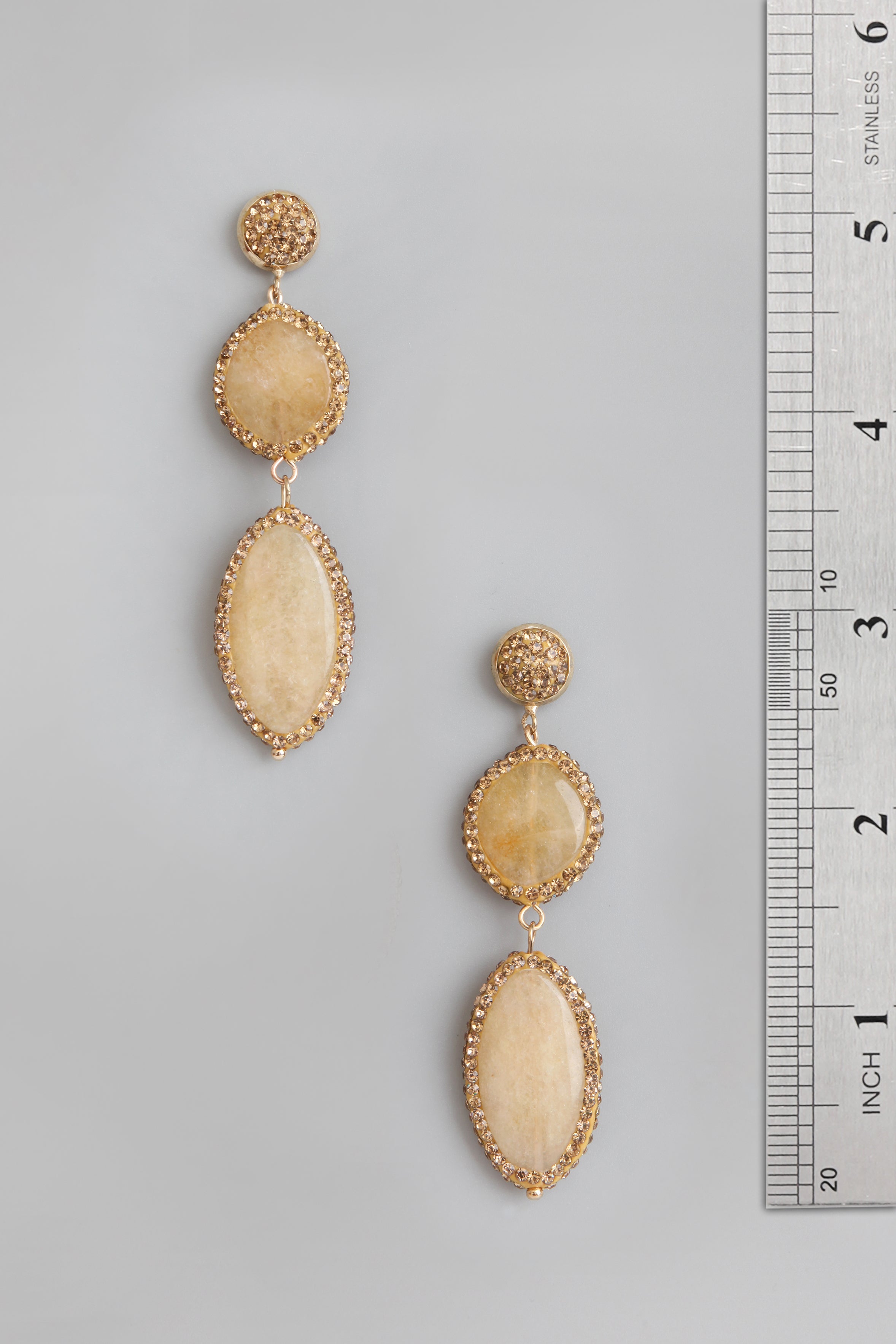 Gold dangle earrings buy with Aventurine stones