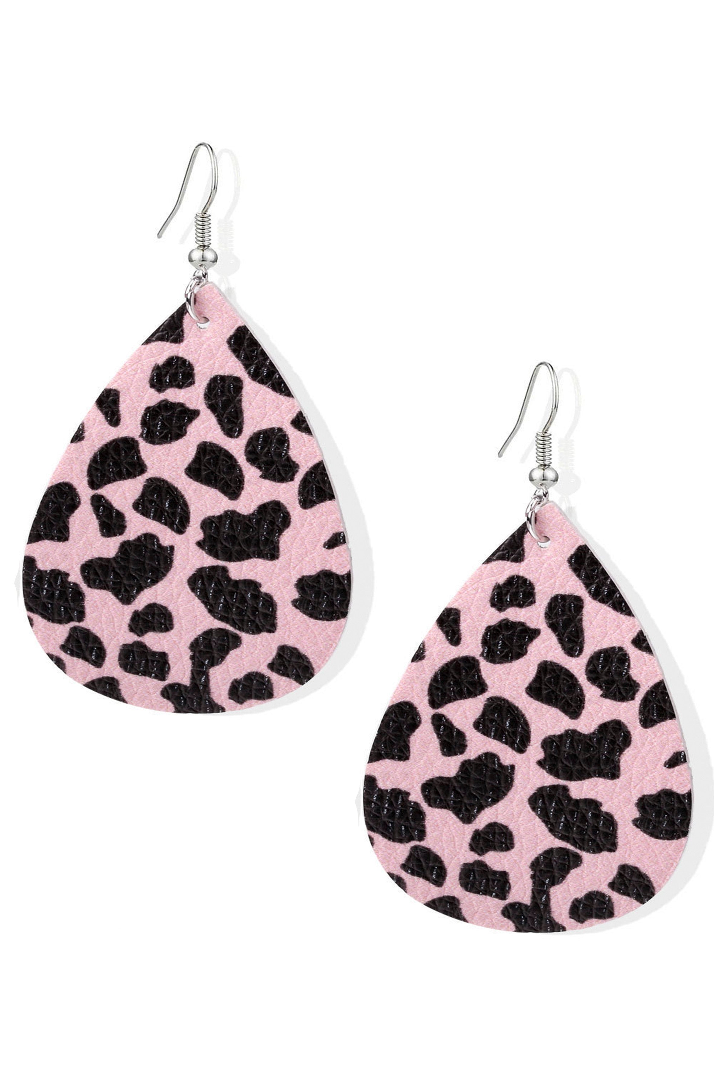 Leopard Print PU Leather Earrings E2978