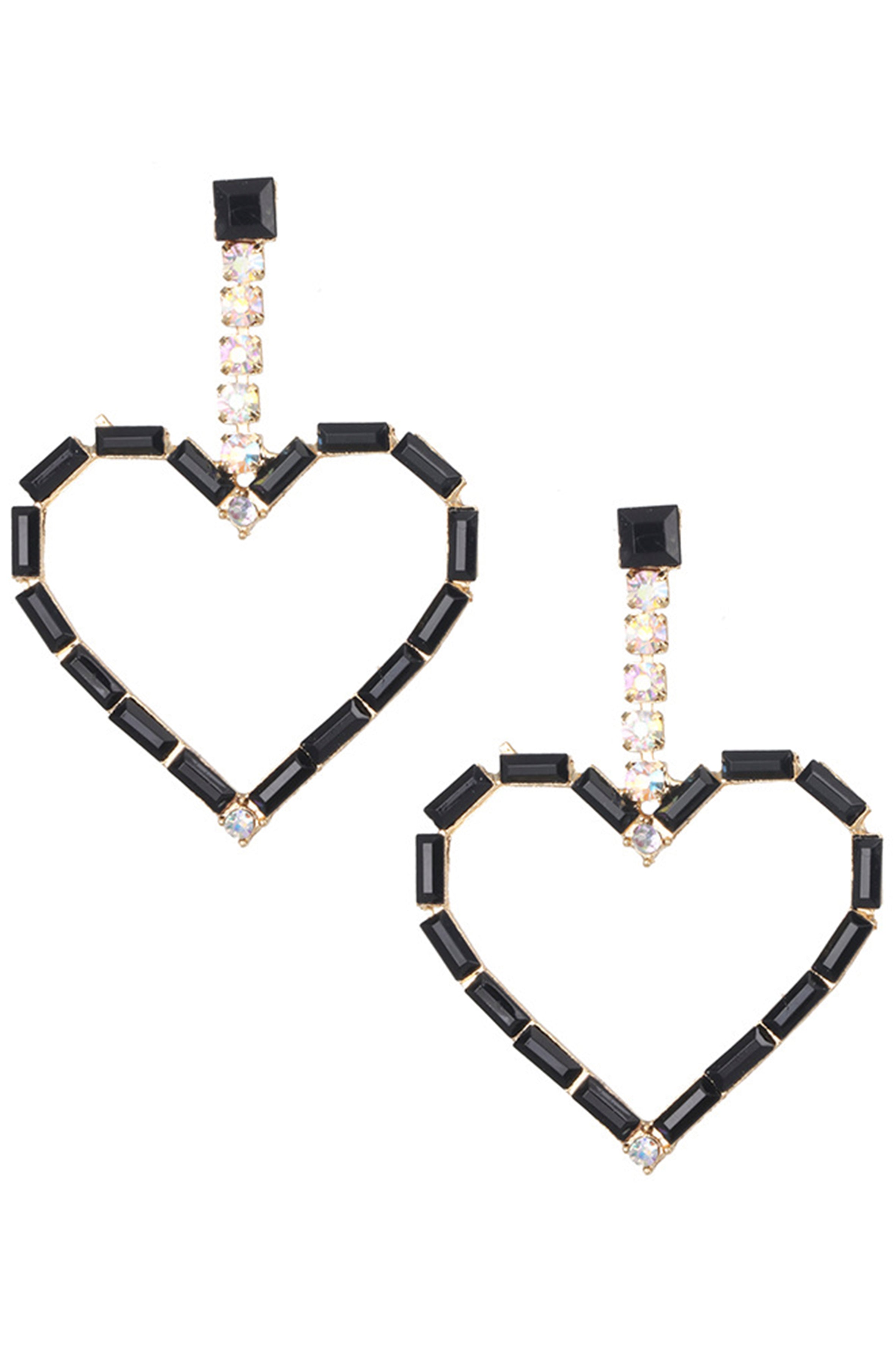 Hollow Heart Rhinestone Earrings E2996