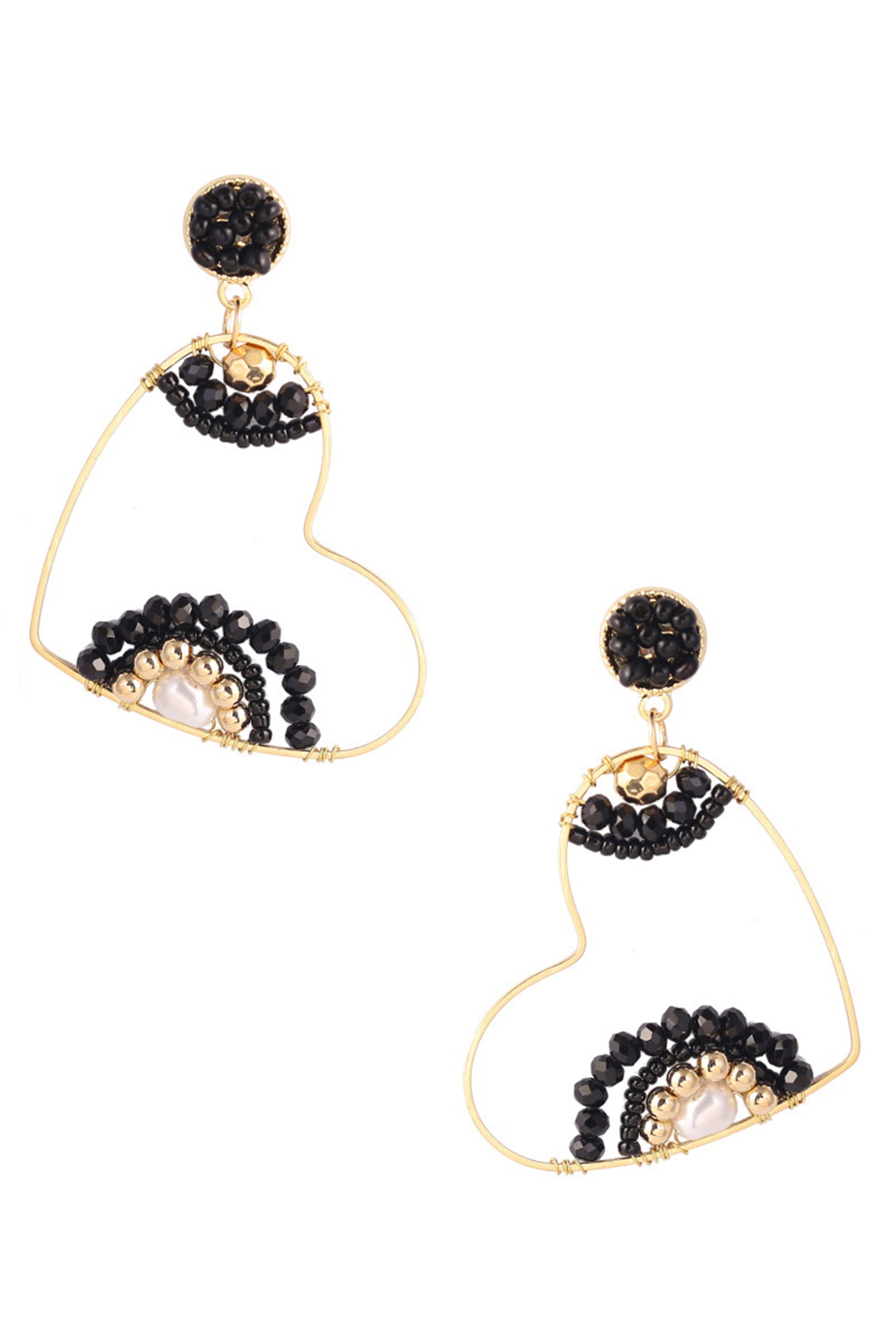 Pendientes de cuentas en forma de corazón E3116