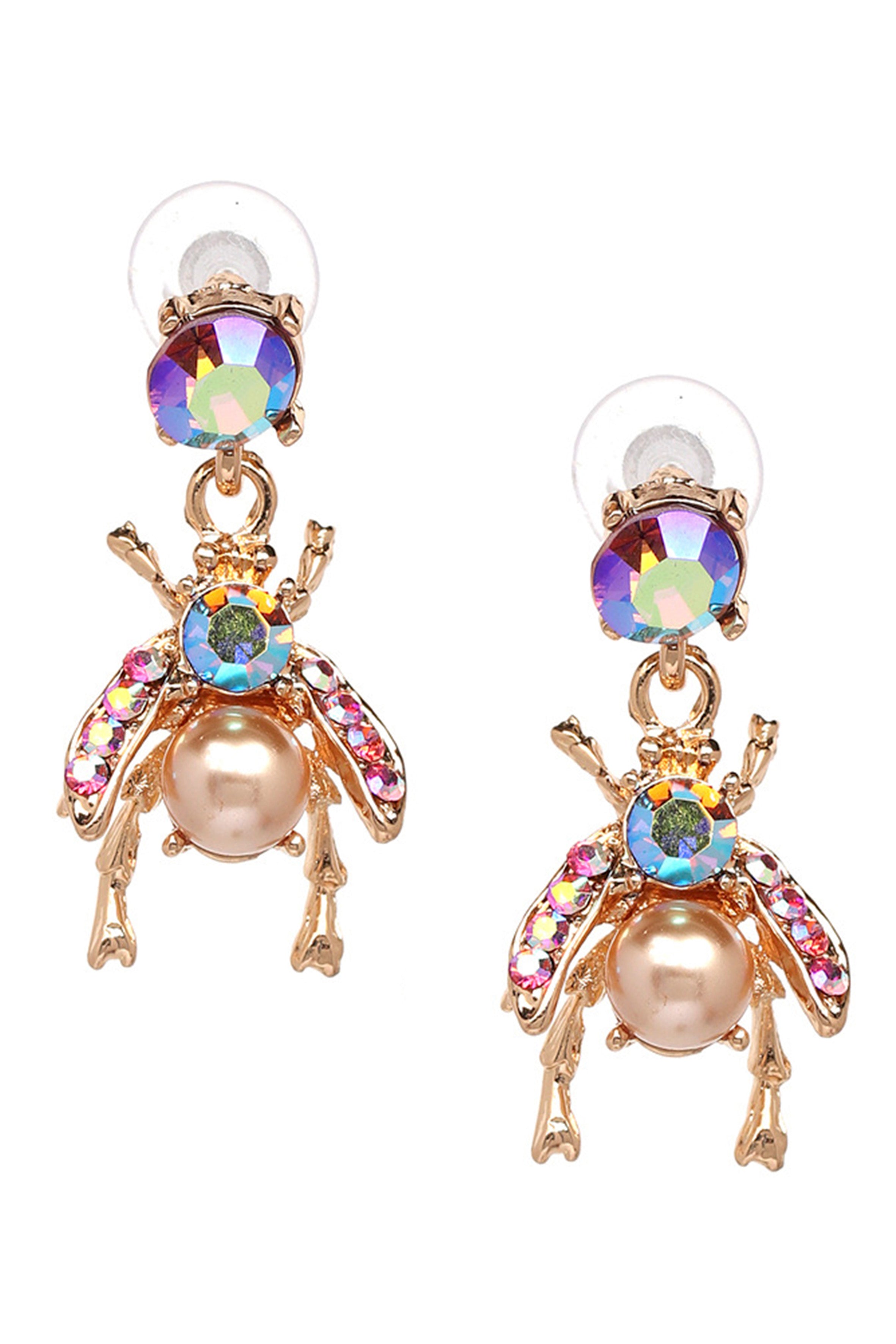 Rhinestone Beetle Earrings E3202