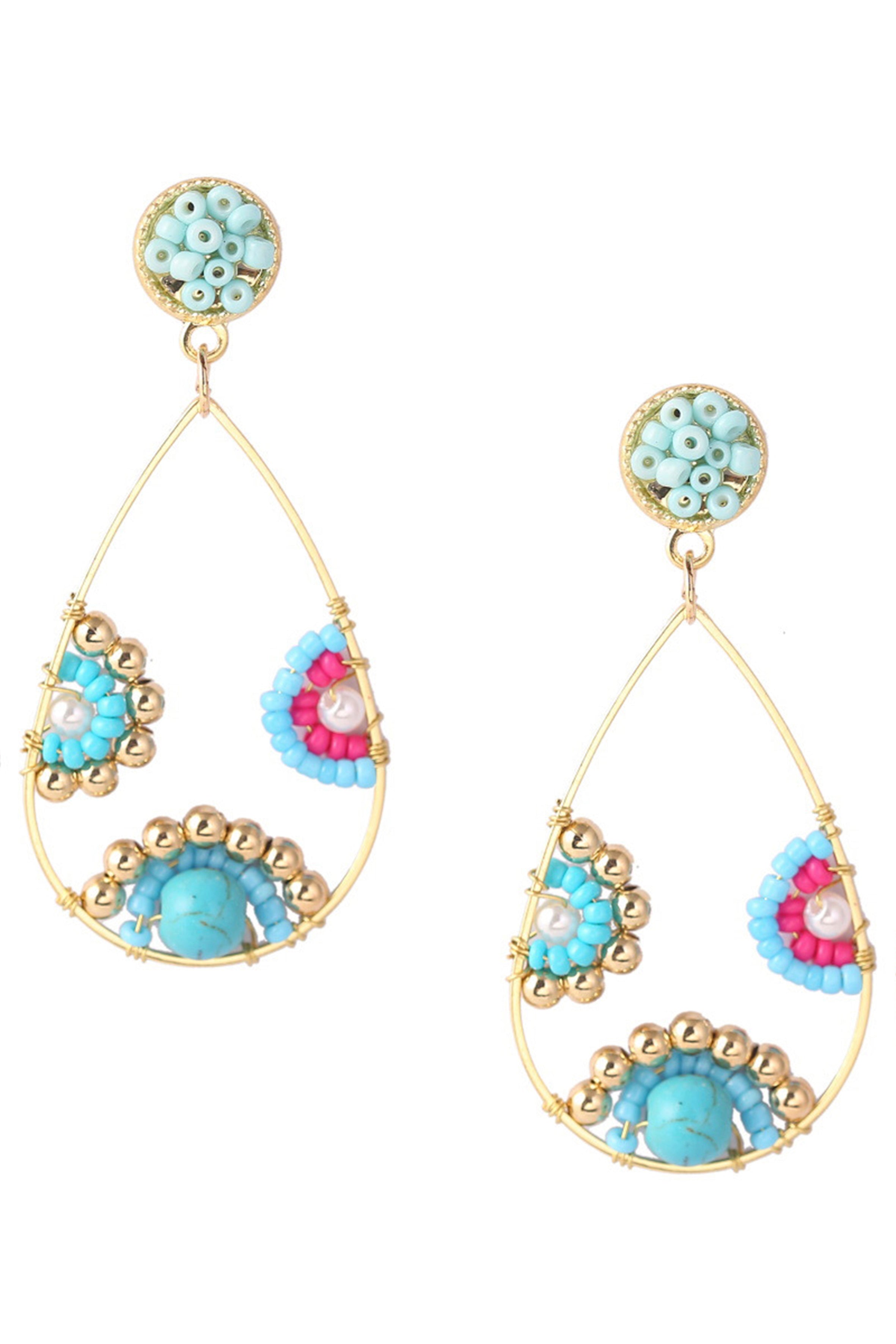 Teardrop Seed Beads Drop Earrings E3231