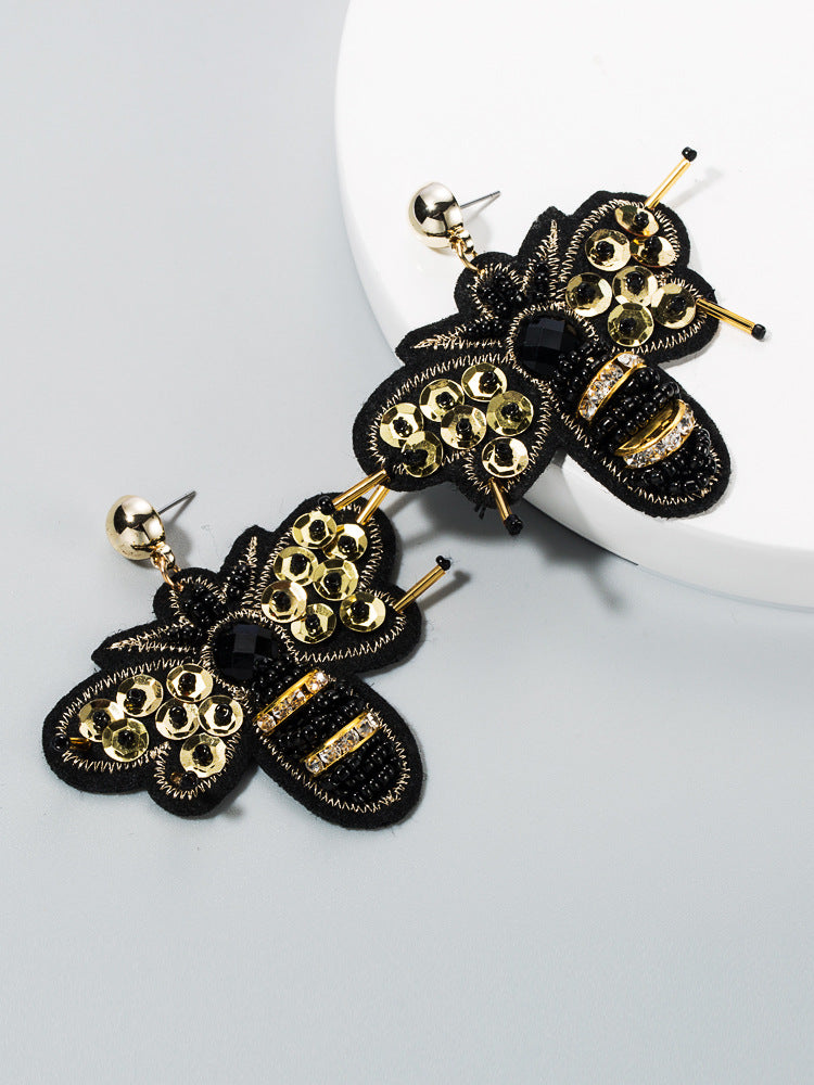 Pendientes de franela con forma de abeja E3369