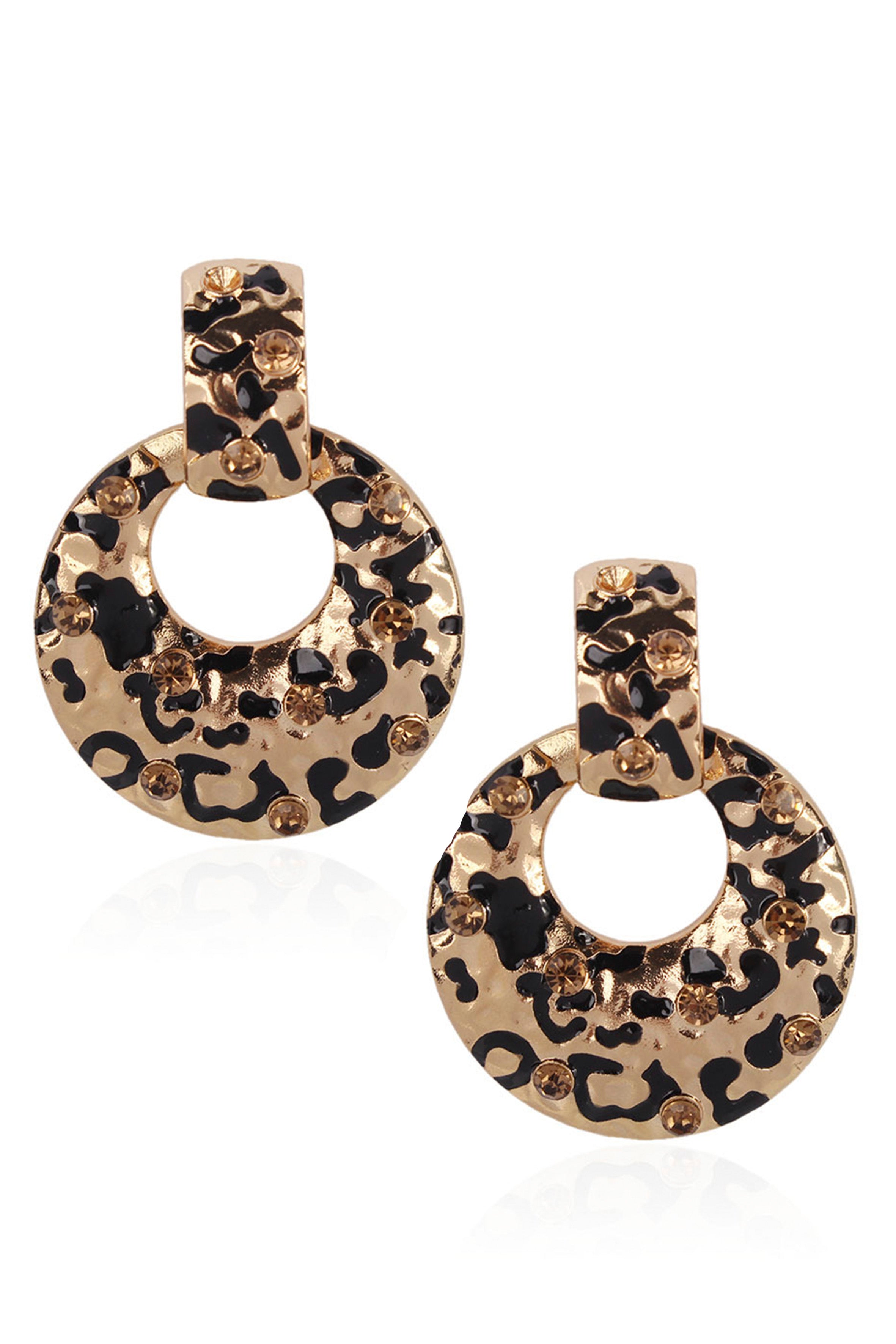 Leopard Round Alloy Earrings E3383