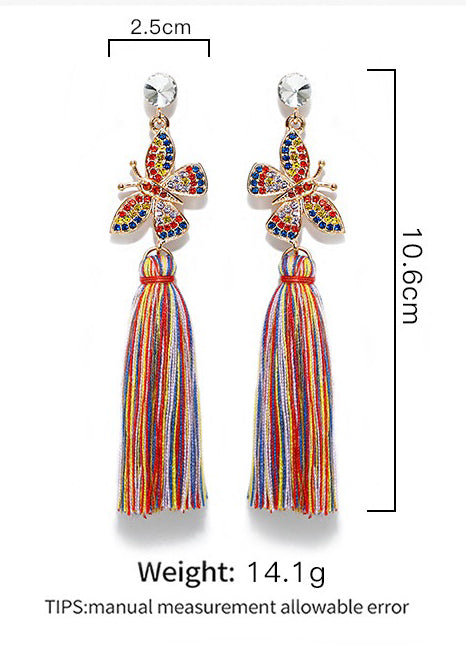 Pendientes de borlas colgantes con forma de mariposa E3408