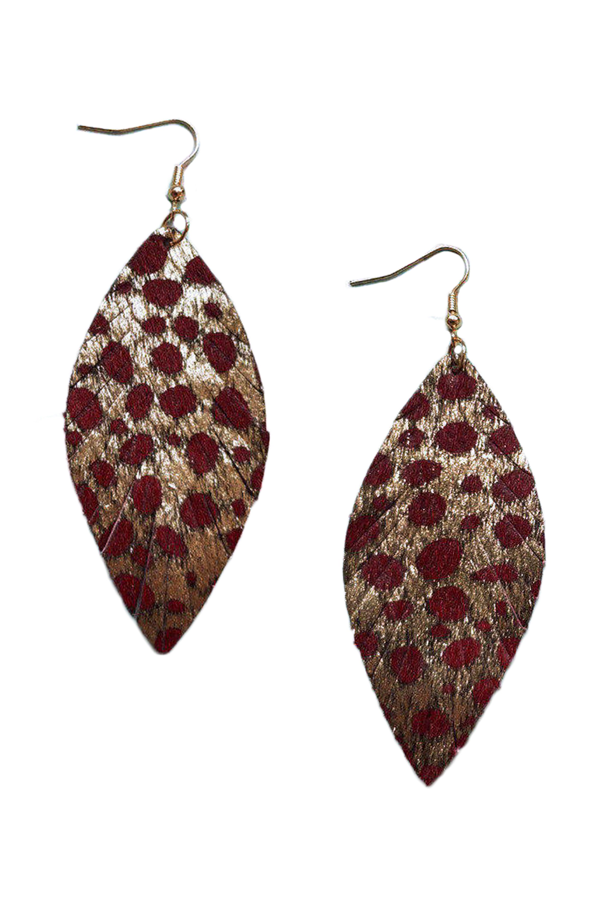 Leopard Print Feather Leather Earrings E3433
