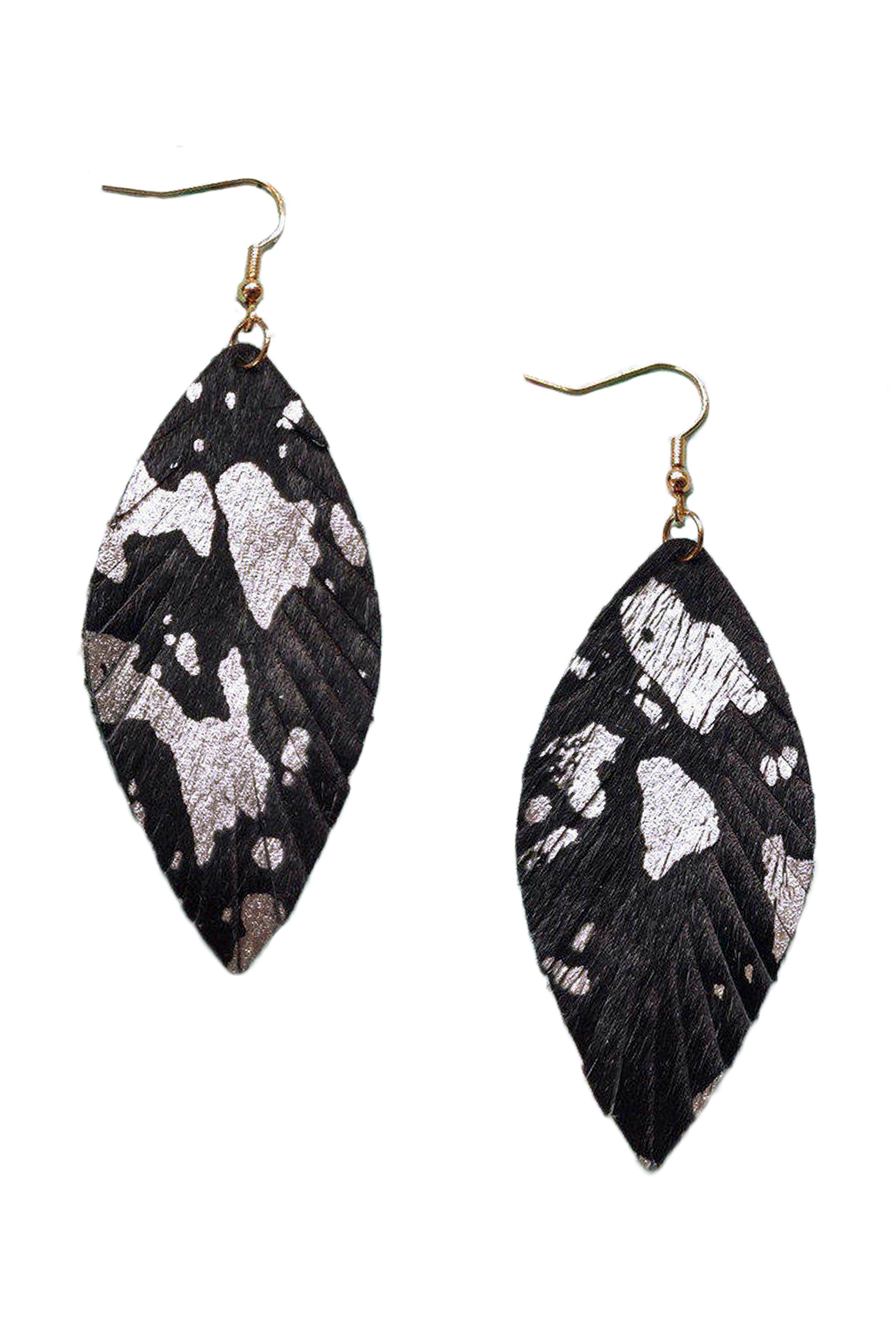Leopard Print Feather Leather Earrings E3433