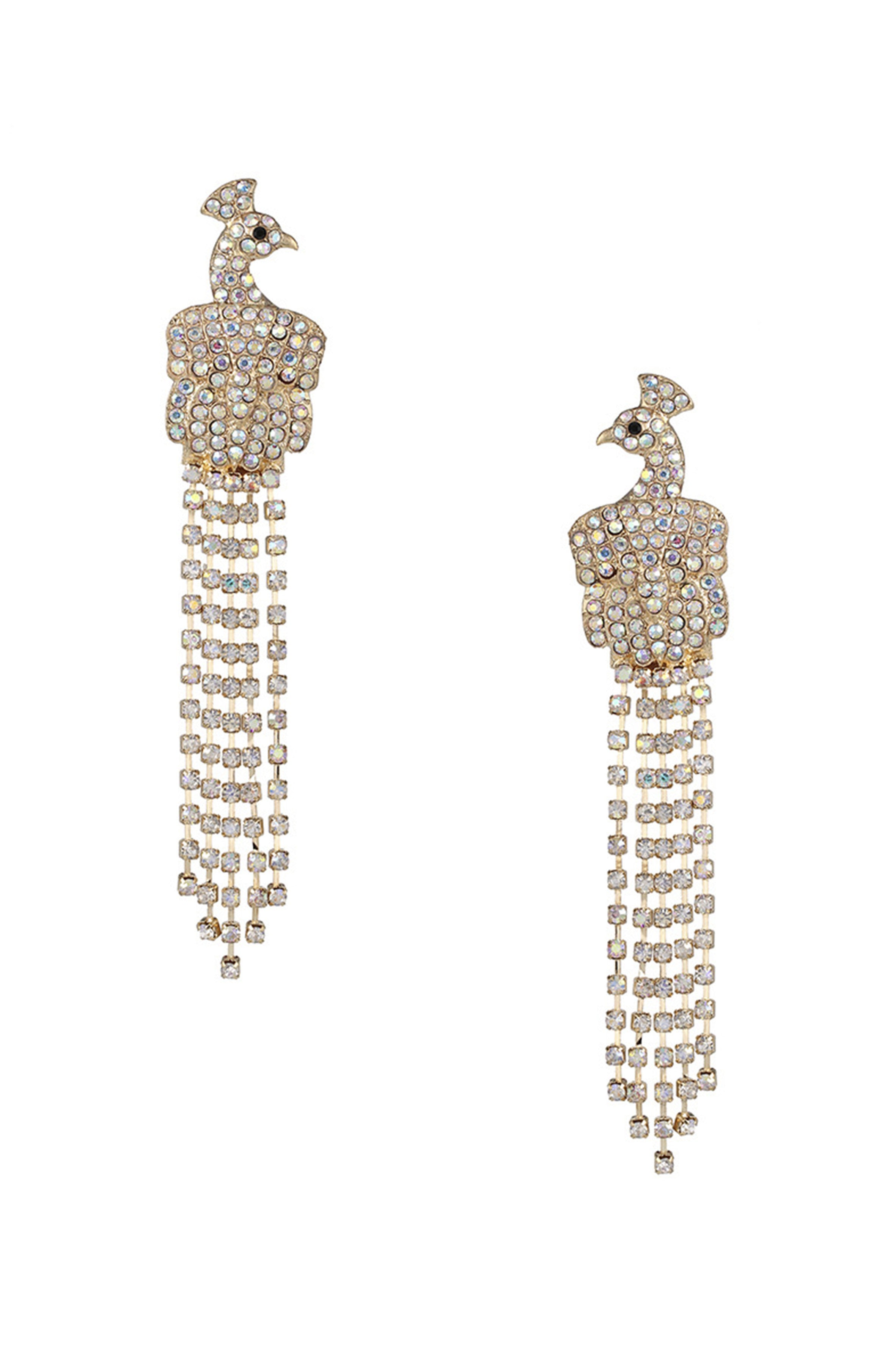 Rhinestone Peacock Tassel Earrings  E3462