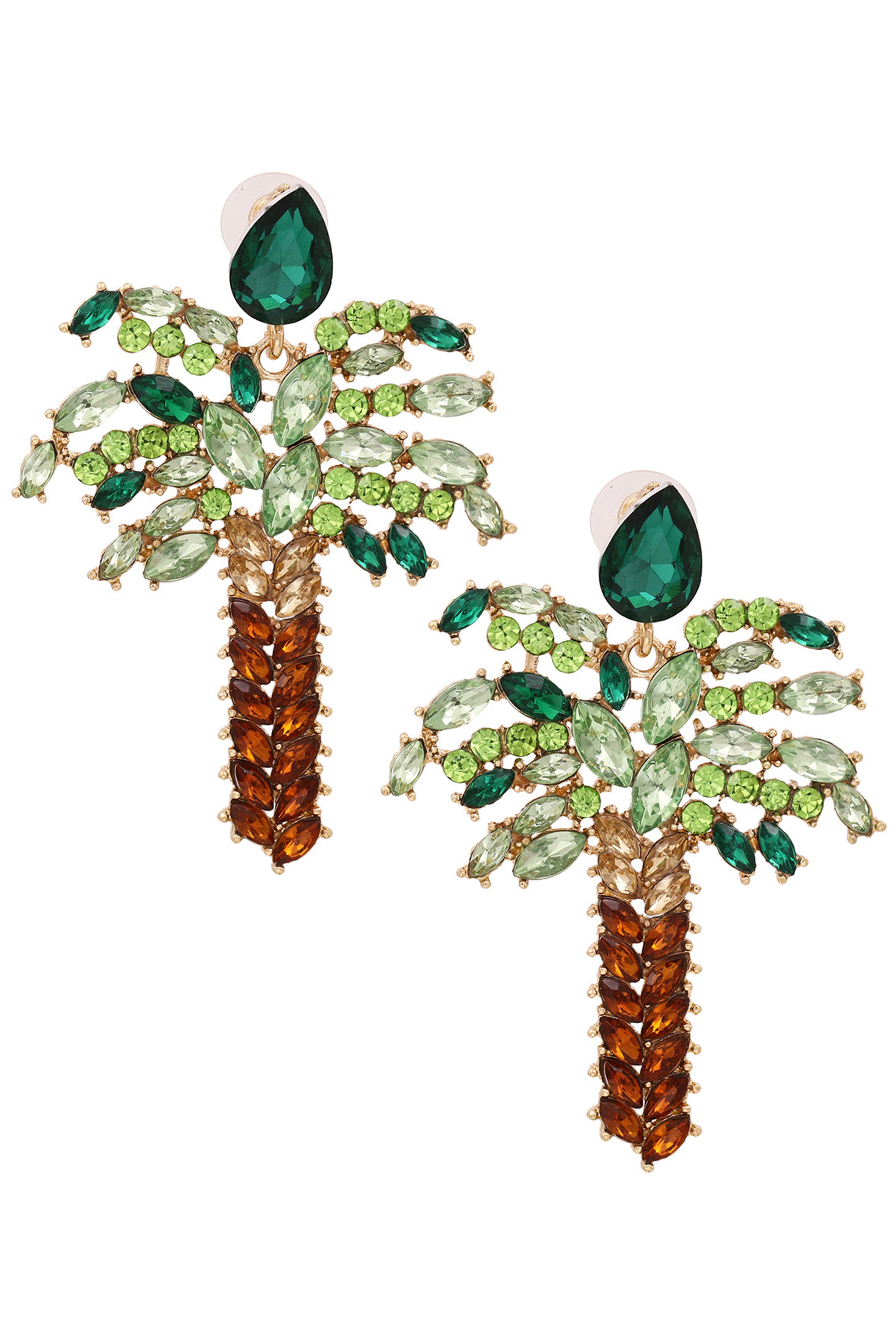 Rhinestone Coconut Tree Earrings E3554