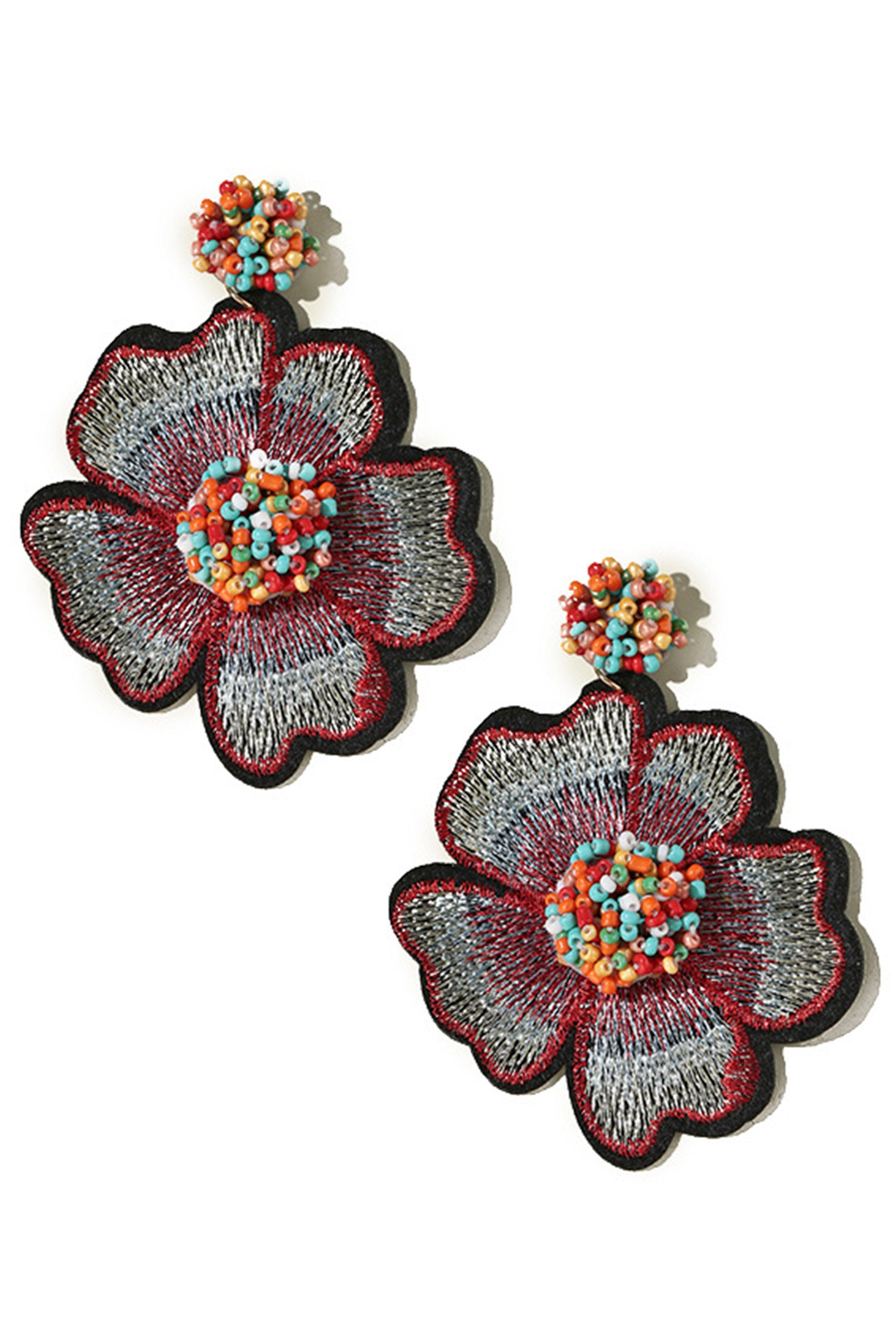 Pendientes de flores bordadas E3555