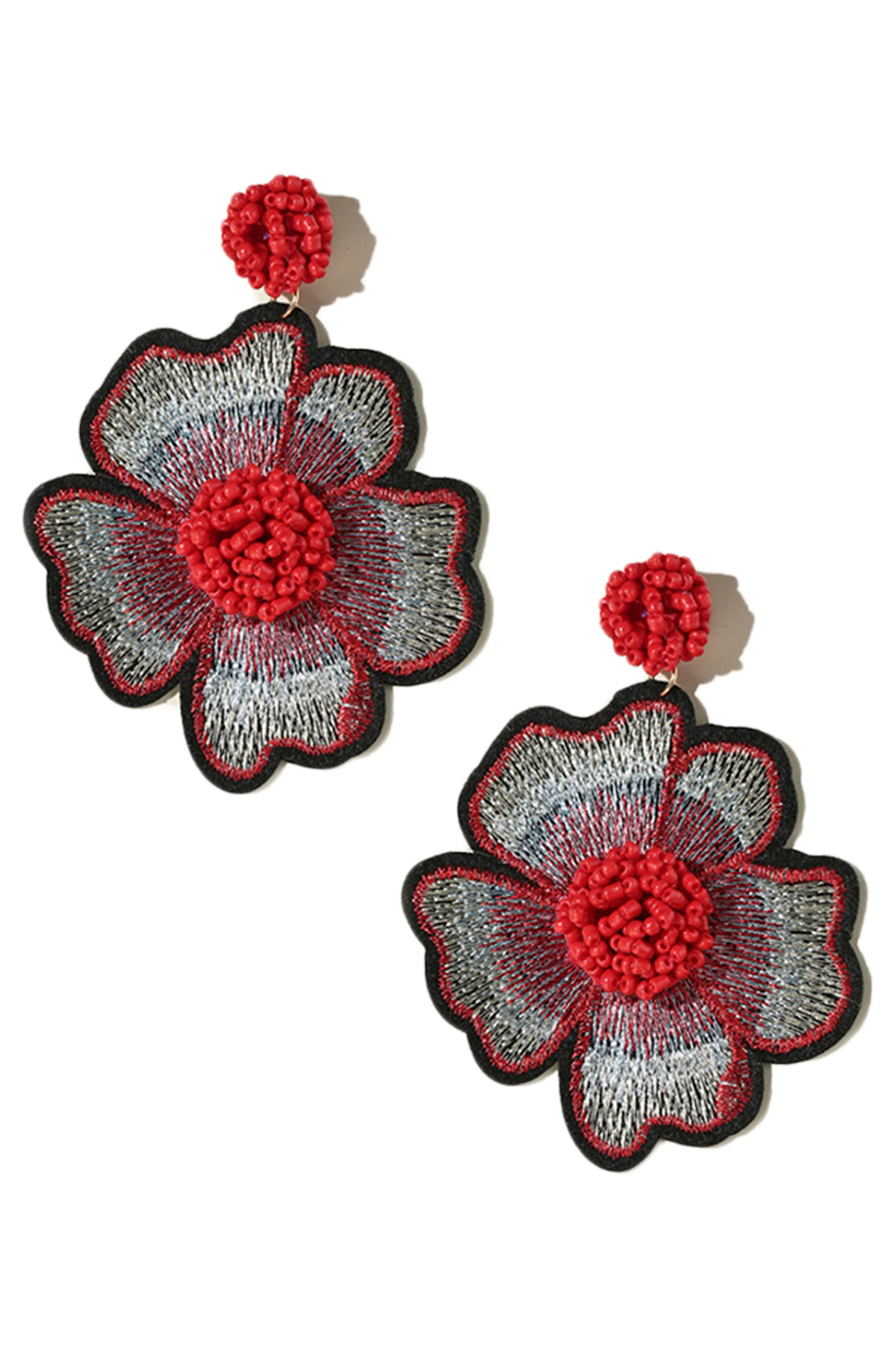 Pendientes de flores bordadas E3555
