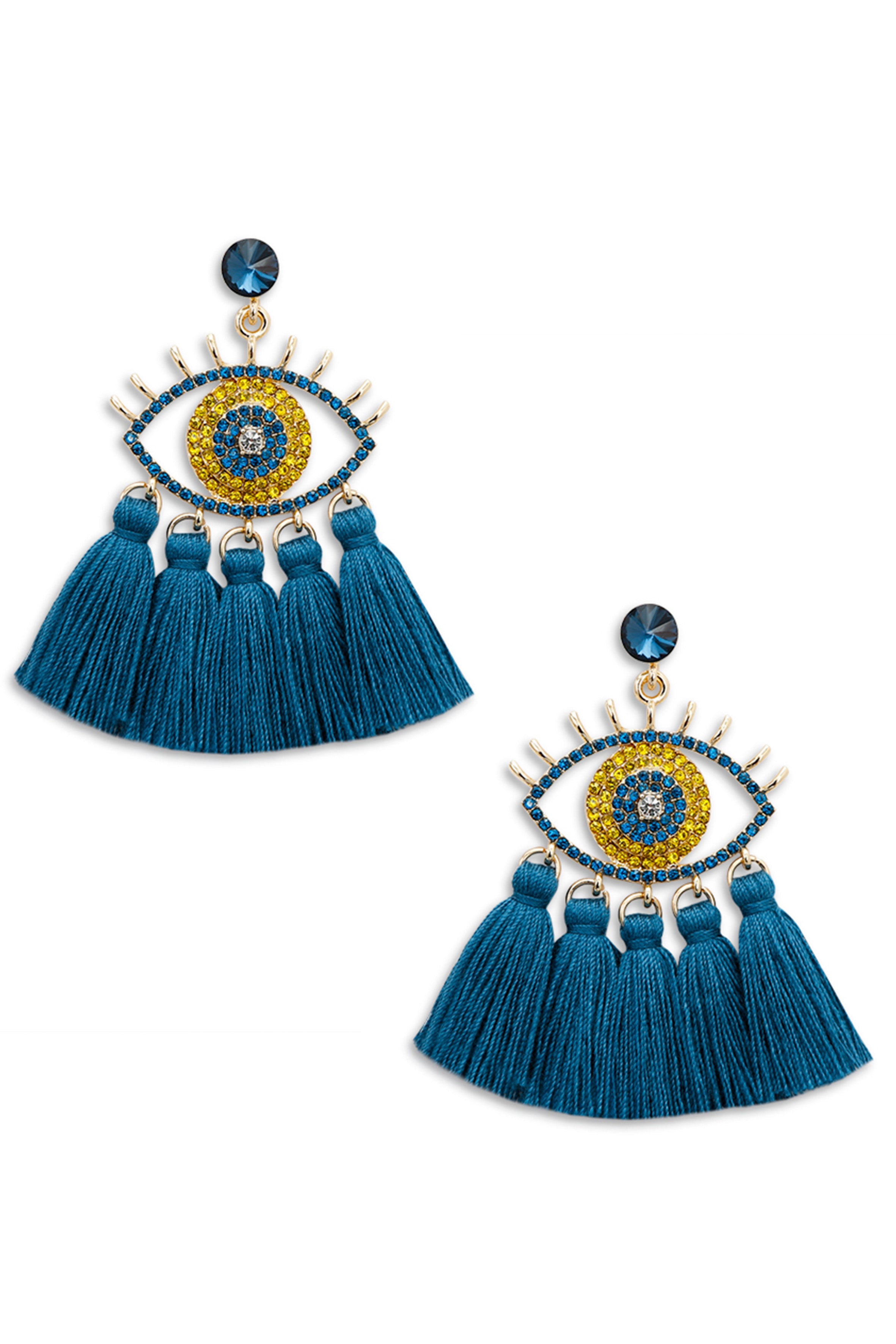 Against Evil Eye Tassel Earrings E3565