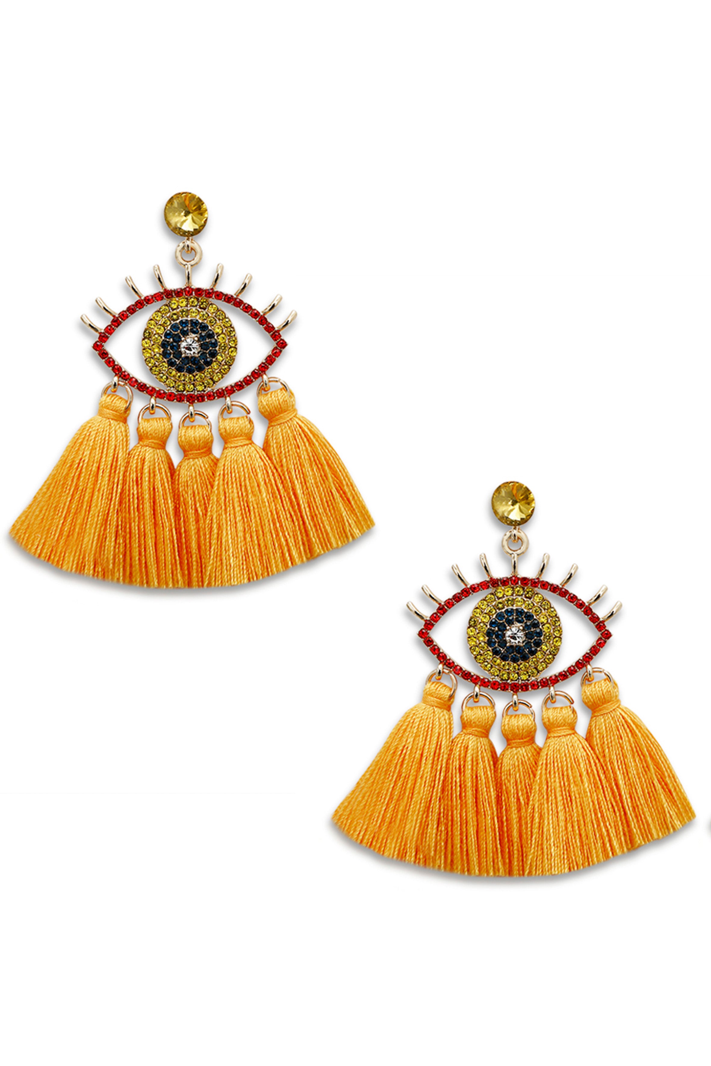 Against Evil Eye Tassel Earrings E3565