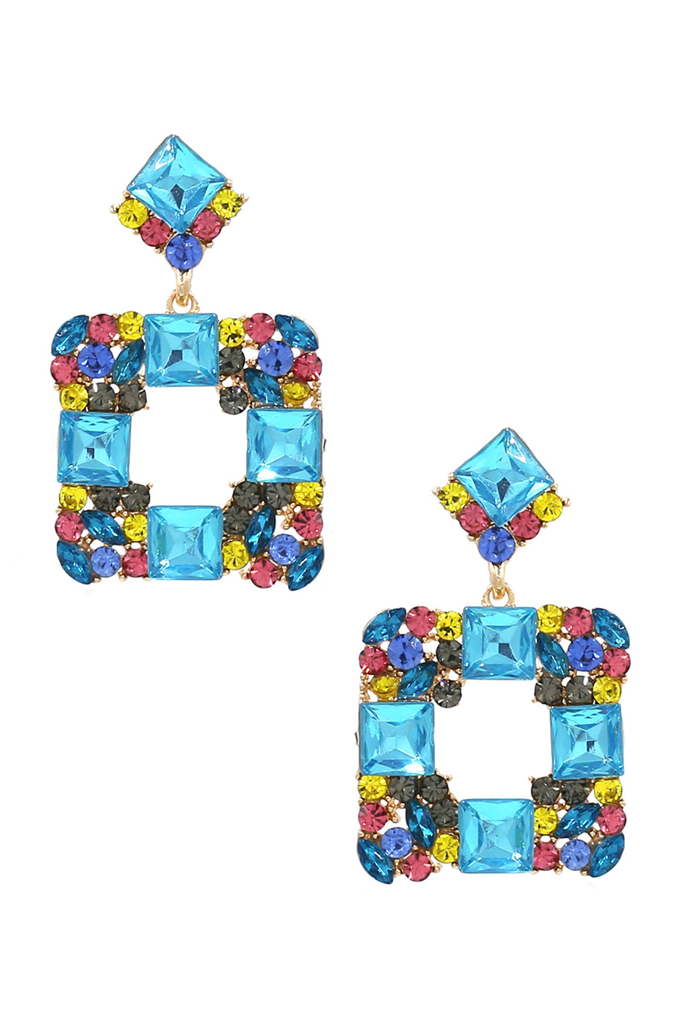 Pendientes de diamantes de imitación cuadrados E3597