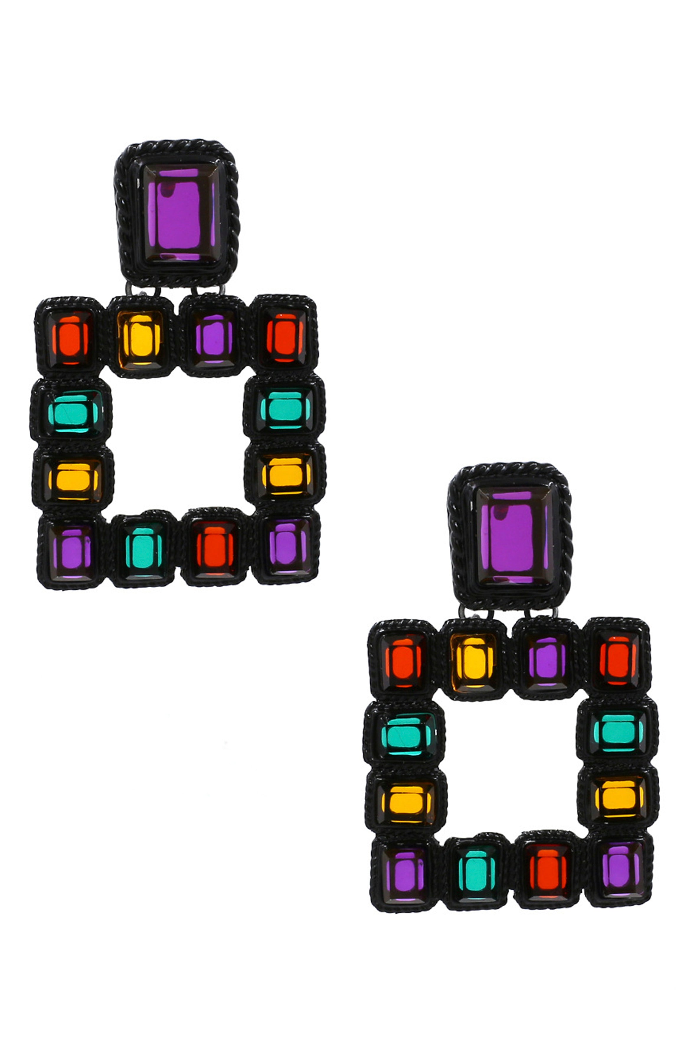 Hollow Square Crystal Earrings E3630