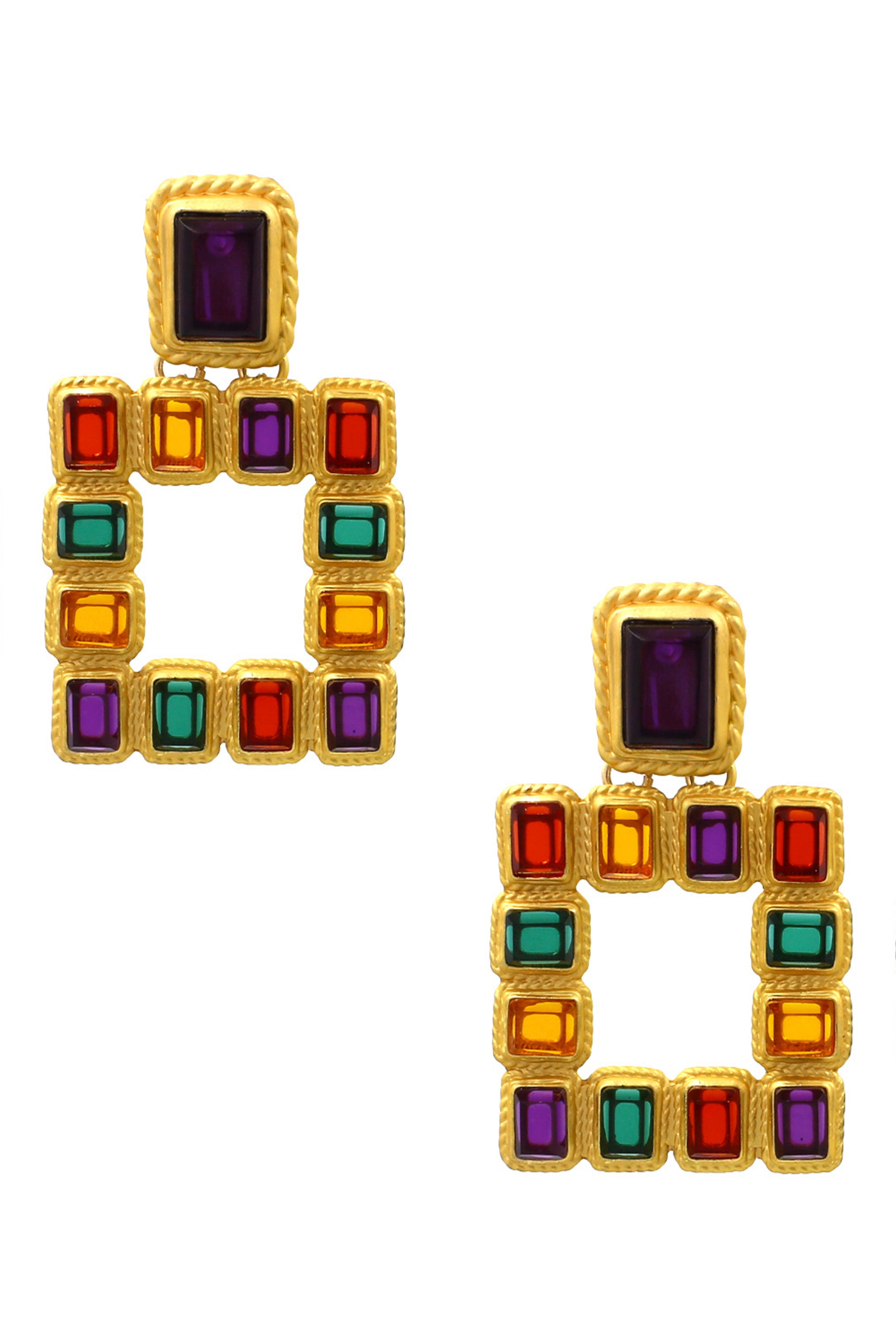 Hollow Square Crystal Earrings E3630