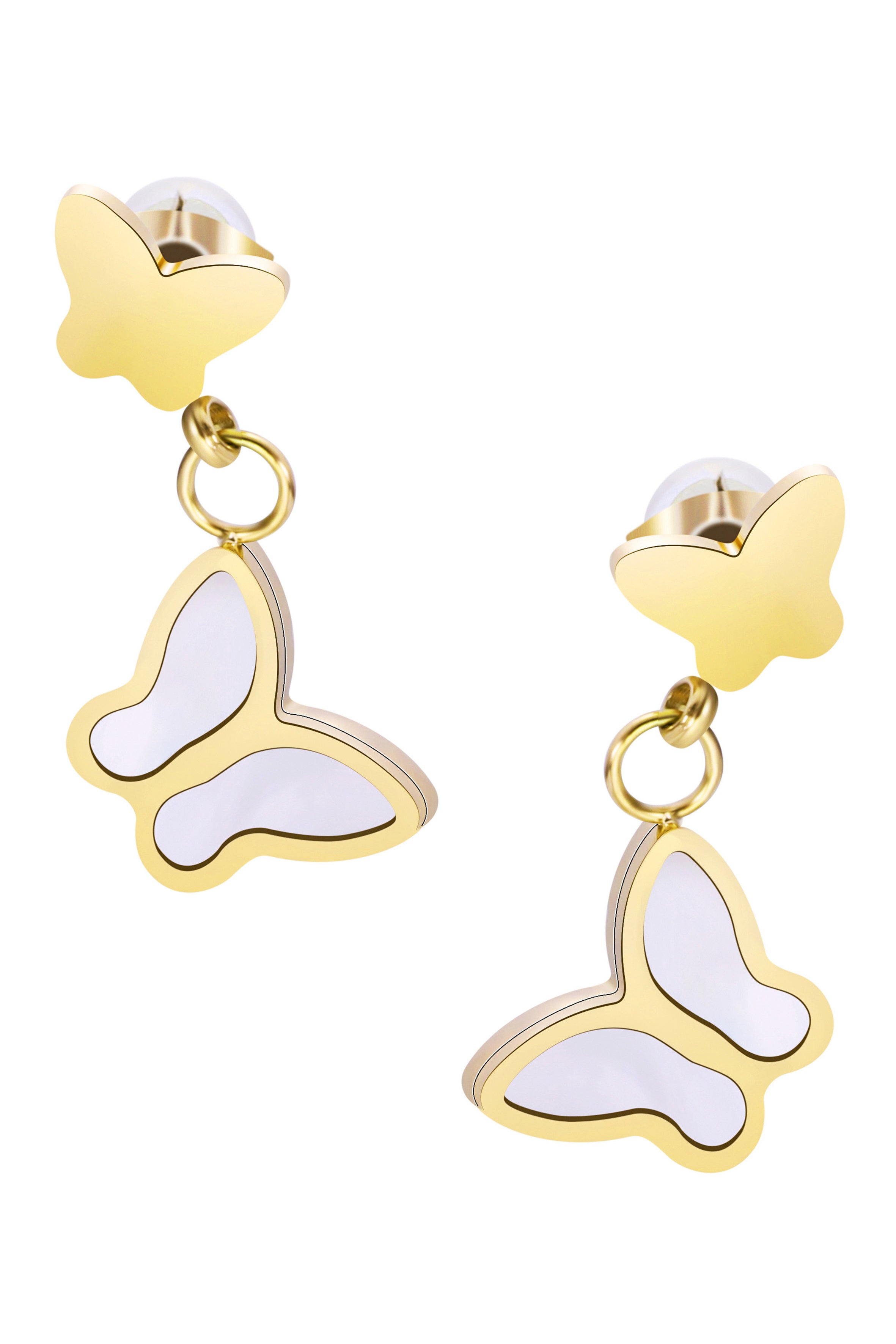 Pendientes de acero inoxidable con forma de mariposa E3647