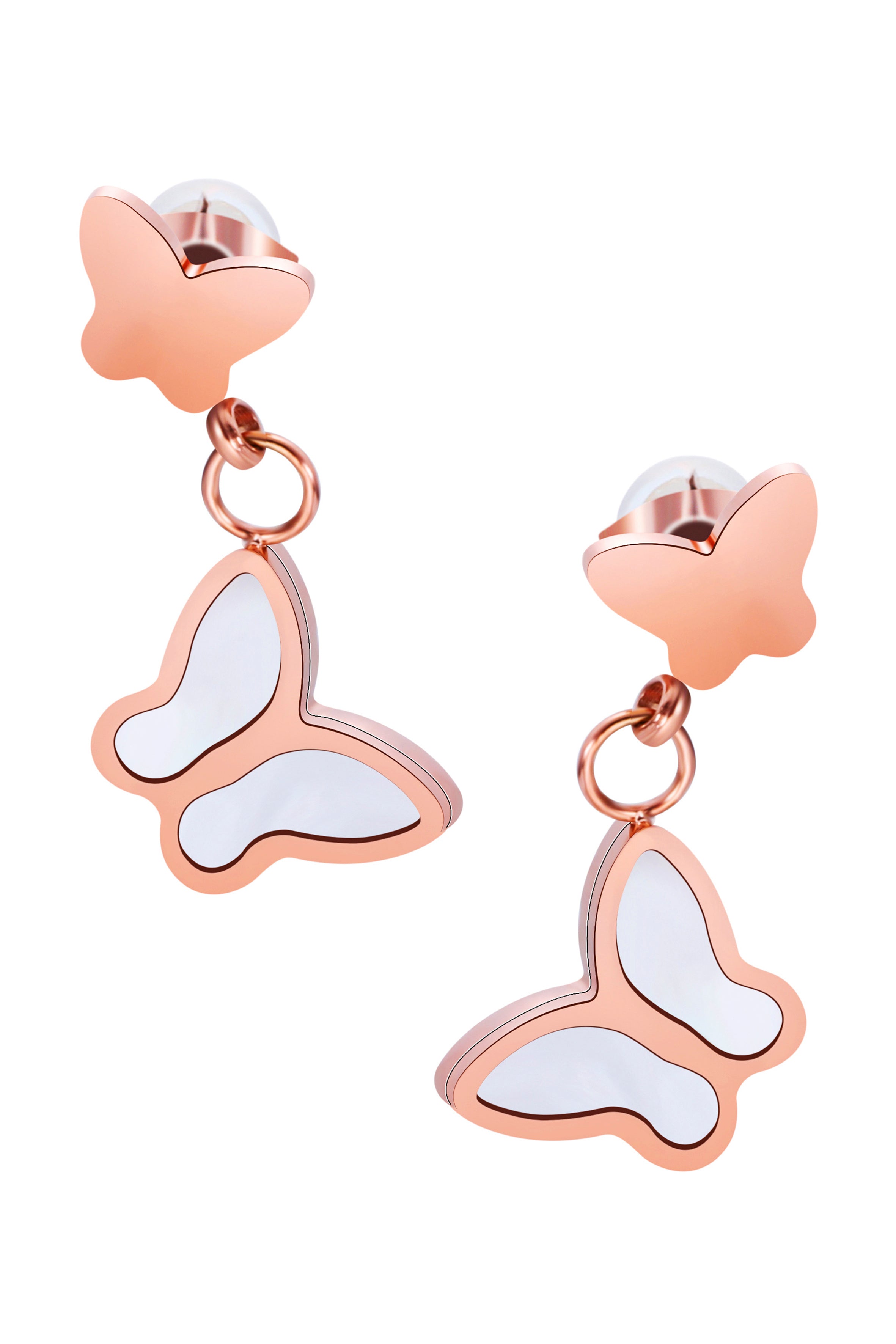 Pendientes de acero inoxidable con forma de mariposa E3647