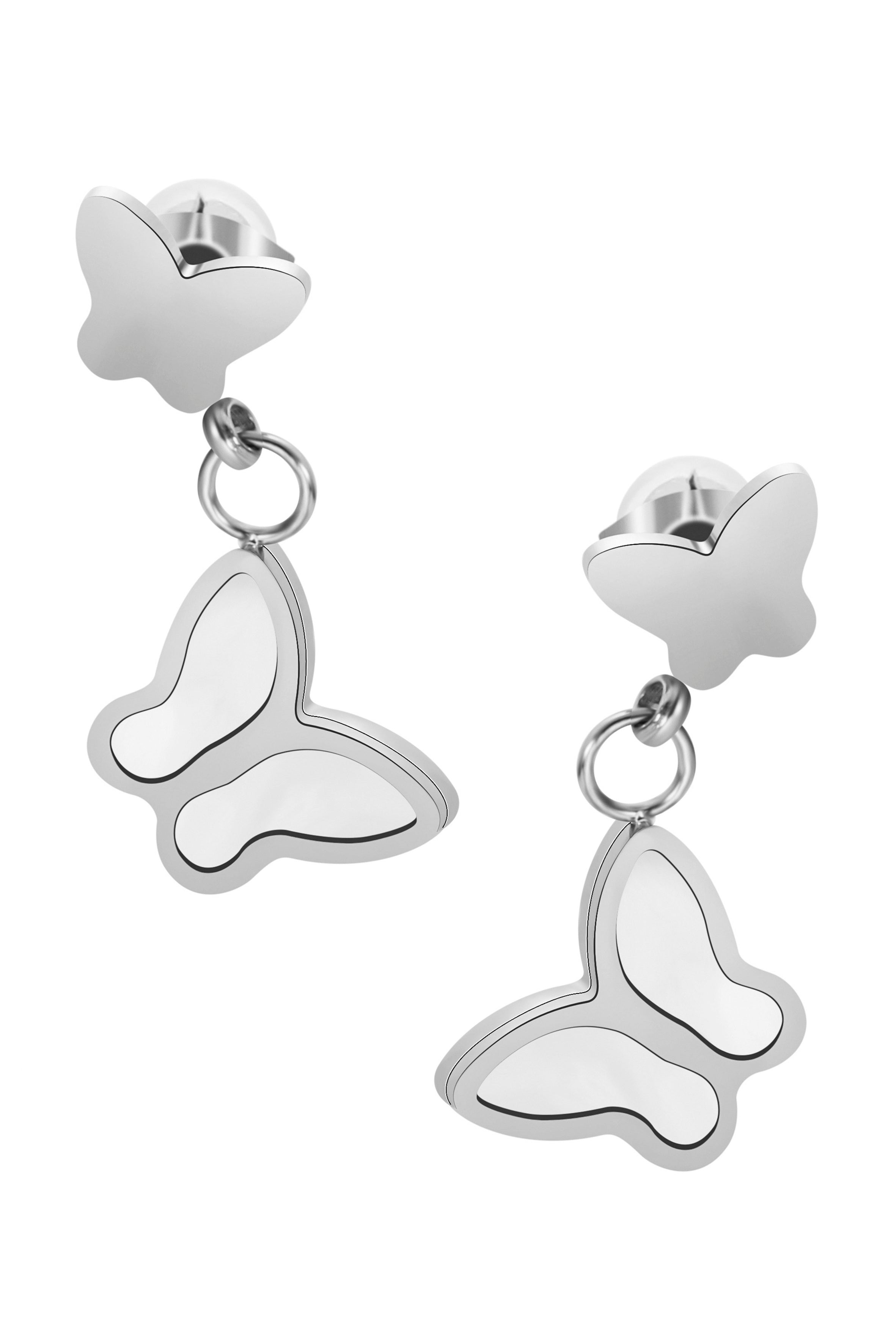 Pendientes de acero inoxidable con forma de mariposa E3647