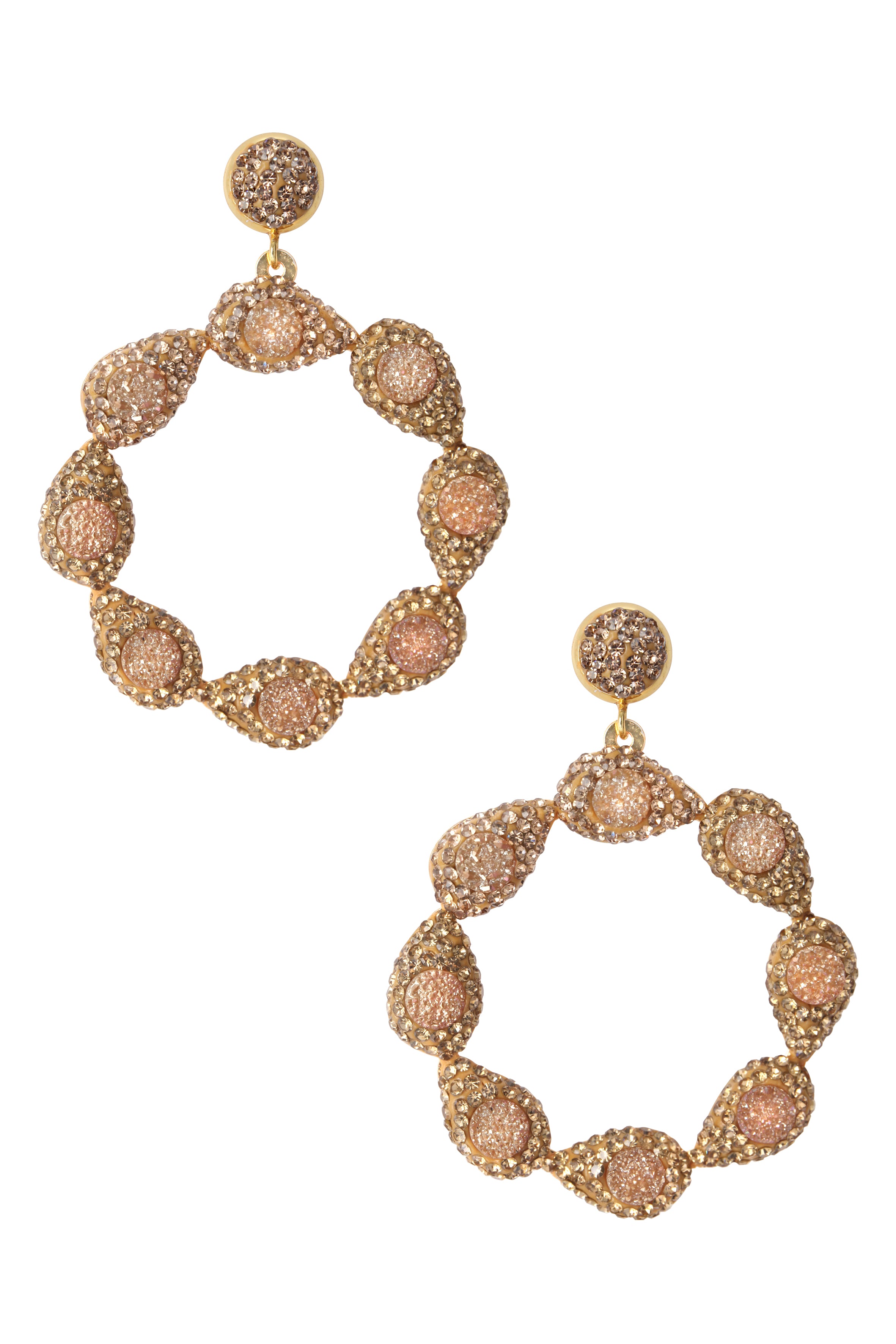 Hollow Circle Druzy Earrings E3729