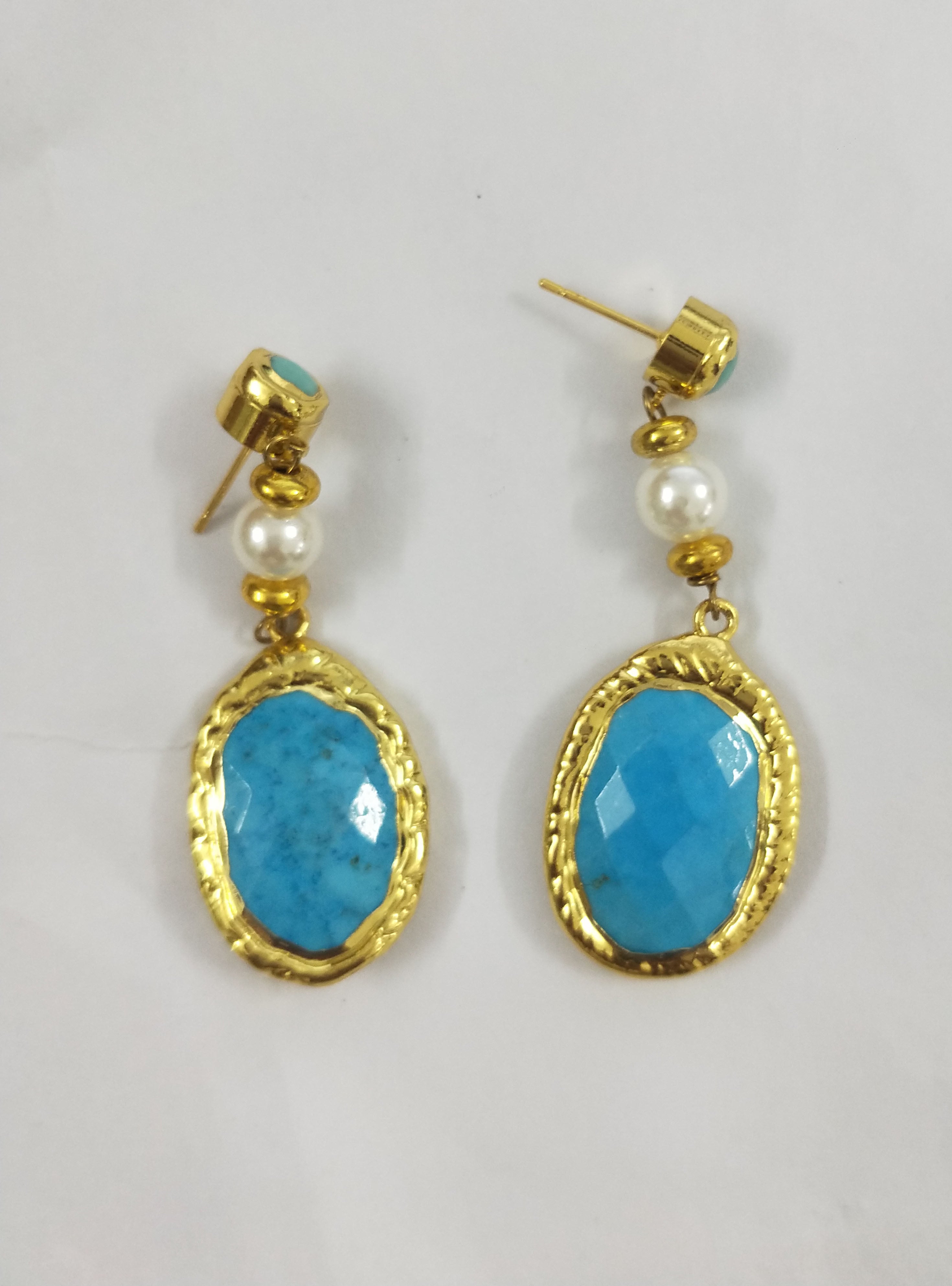 Pendientes de turquesa en forma de lágrima E3905