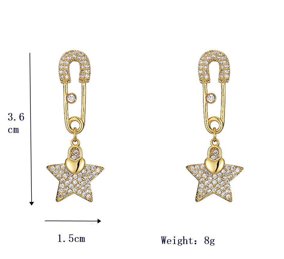 Star Paperclip Rhinestone  Earrings E3976