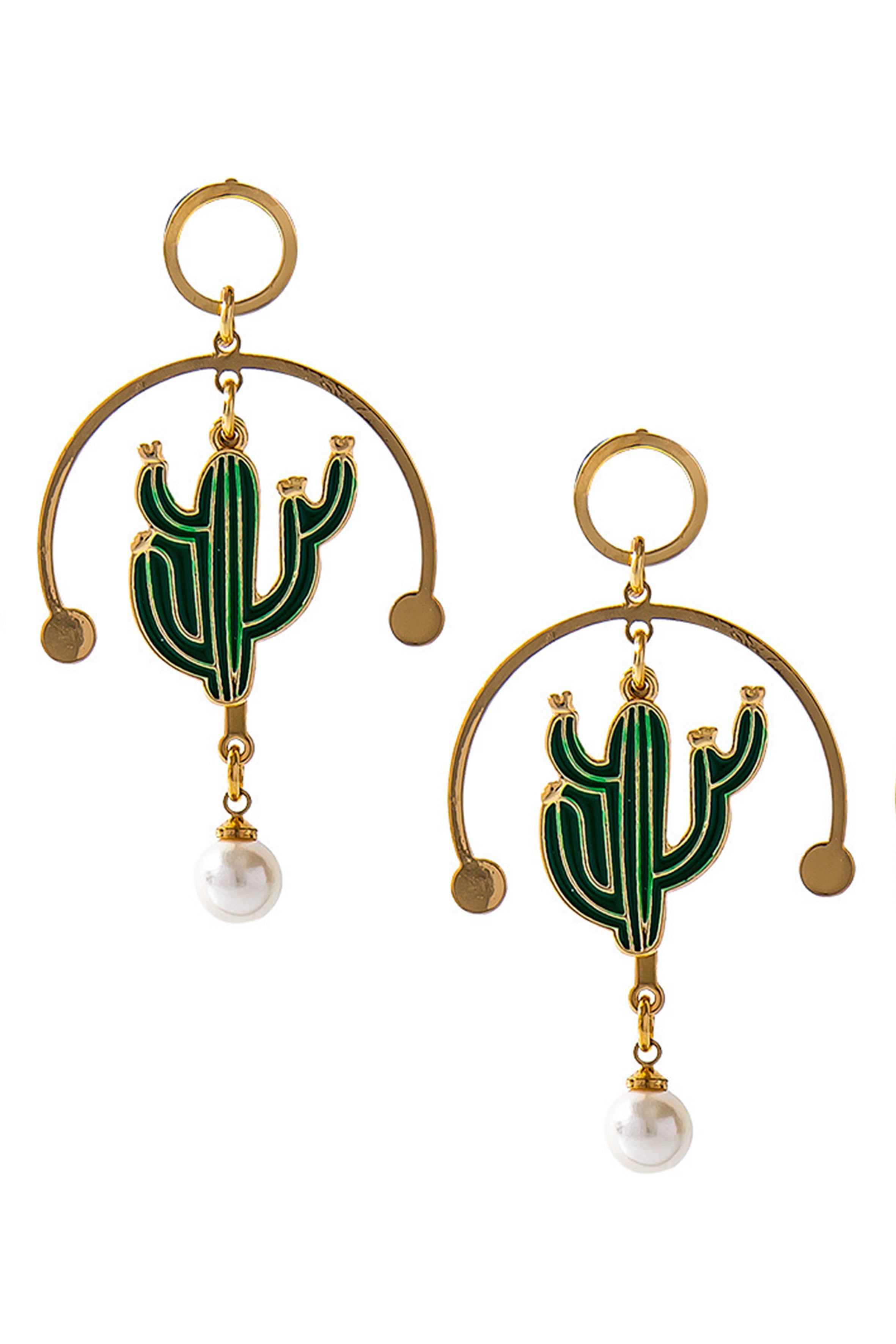 Cactus Alloy Pearl Earrings E3991